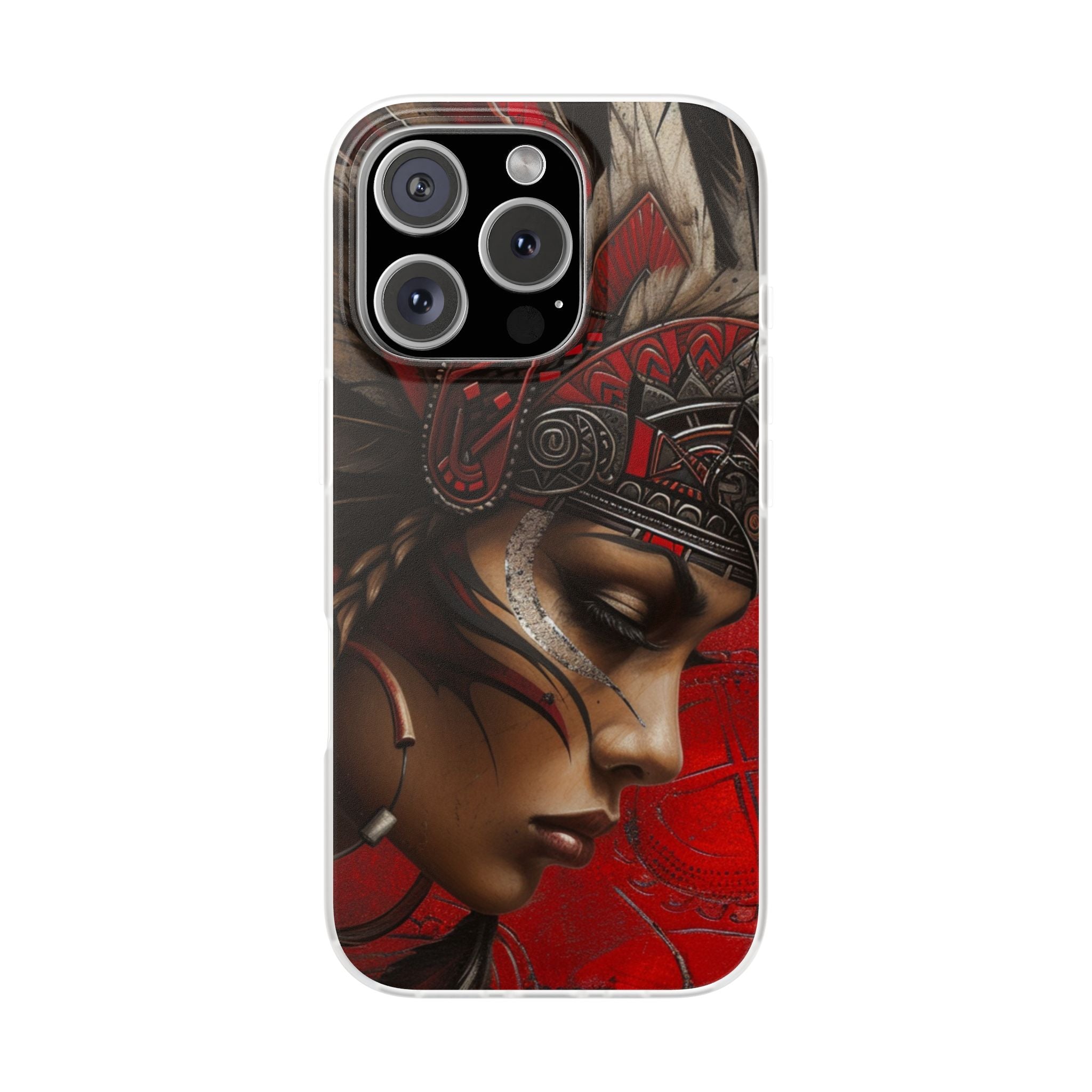 Aztec Sun Goddess – Flexi Phone Case (iPhone & Samsung • Clear TPU • Made in USA • Personalized Option)