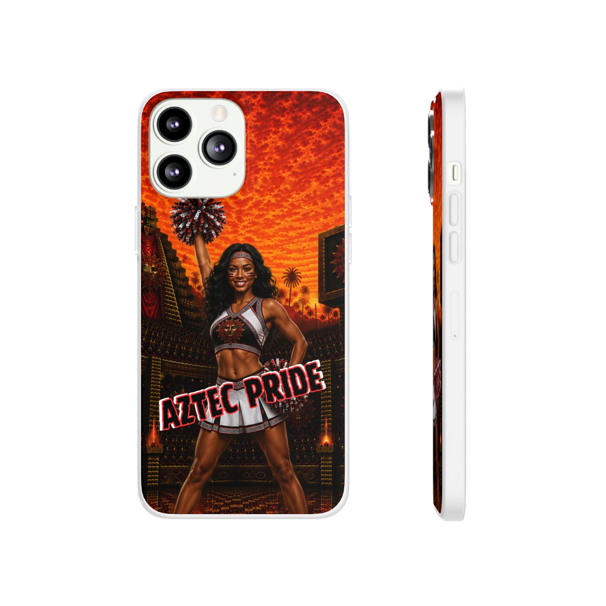 Aztec Cheerleader Warrior – Flexi Phone Case (iPhone & Samsung • Clear TPU • Made & Shipped in the USA • 🚚 FREE USA Shipping • Personalized Option)