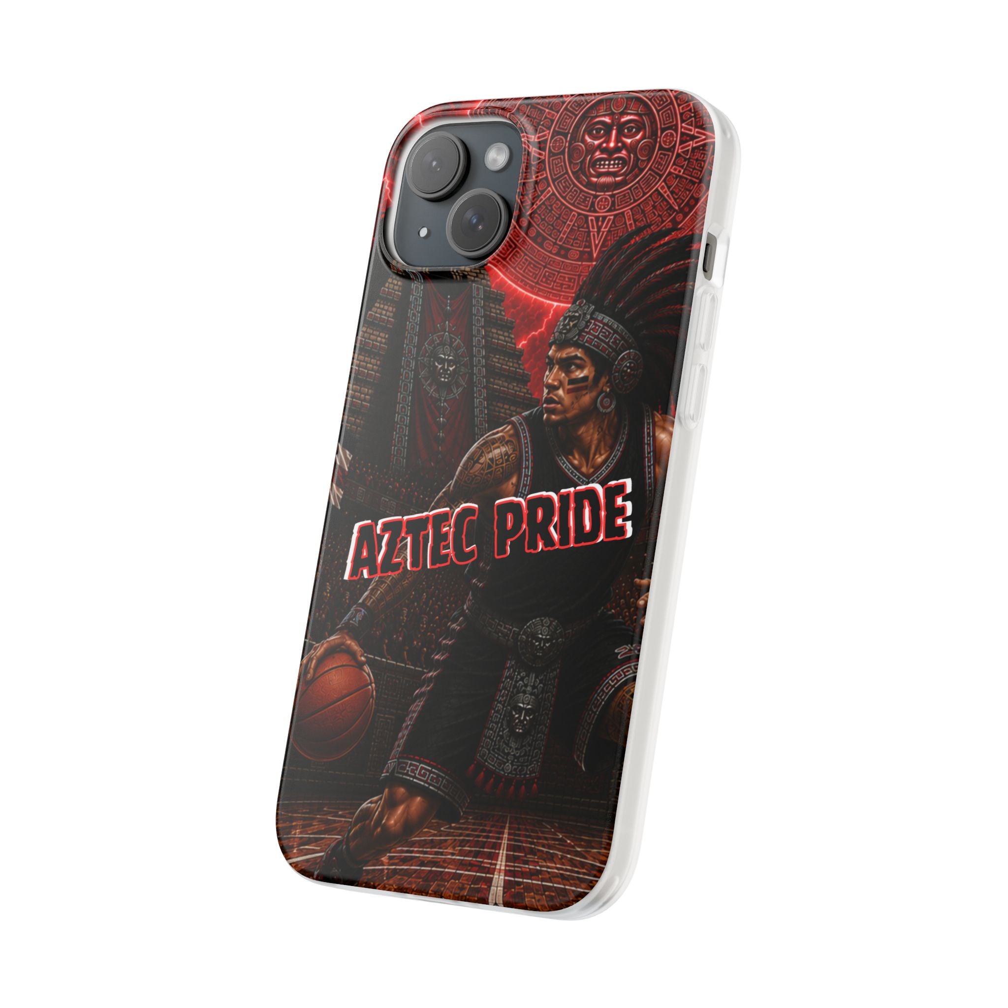 Aztec Basketall Warrior – Flexi Phone Case (iPhone & Samsung • Clear TPU • Made & Shipped in the USA • 🚚 FREE USA Shipping • Personalized Option)