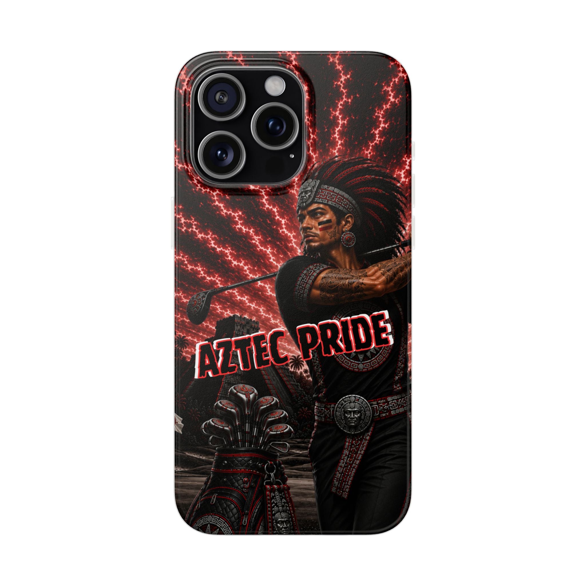 Aztec Golf Male Warrior – Flexi Phone Case (iPhone & Samsung • Clear TPU • Made & Shipped in the USA • 🚚 FREE USA Shipping • Personalized Option)
