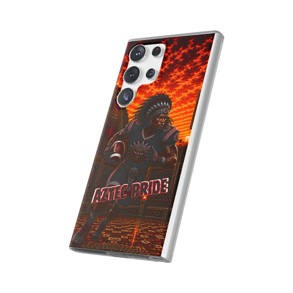 Aztec Football Warrior – Flexi Phone Case (iPhone & Samsung • Clear TPU • Made & Shipped in the USA • 🚚 FREE USA Shipping • Personalized Option)