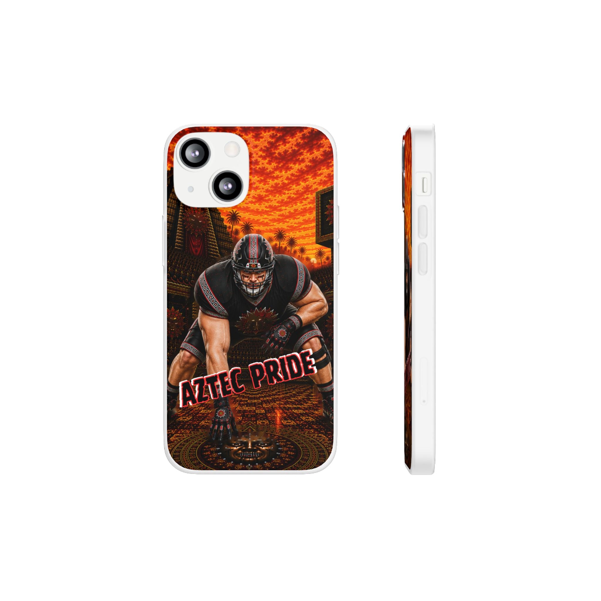 Aztec Football Warrior – Flexi Phone Case (iPhone & Samsung • Clear TPU • Made & Shipped in the USA • 🚚 FREE USA Shipping • Personalized Option)
