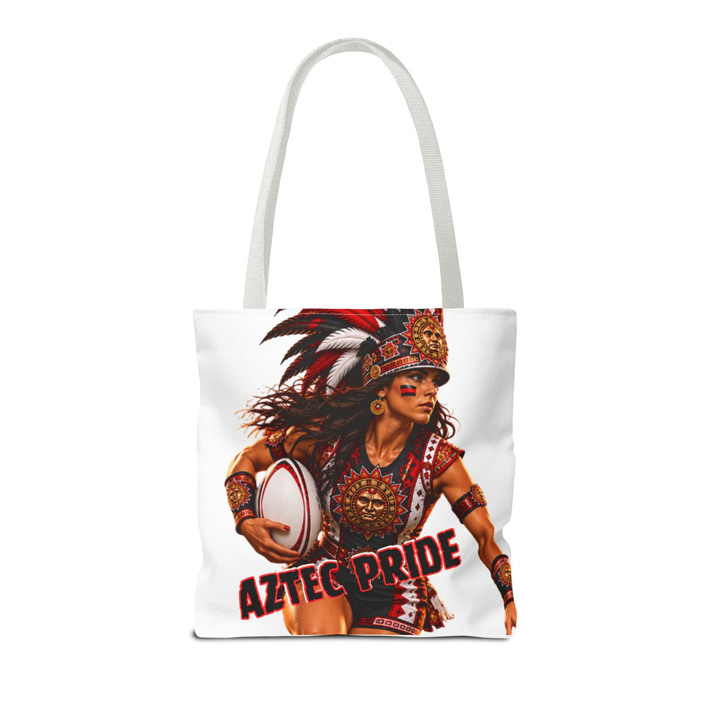 Aztec Rugby Female Warrior Tote Bag | Aztec-Inspired AI Art • Made & Shipped in the USA • 🚚 FREE USA Shipping • FREE Personalization