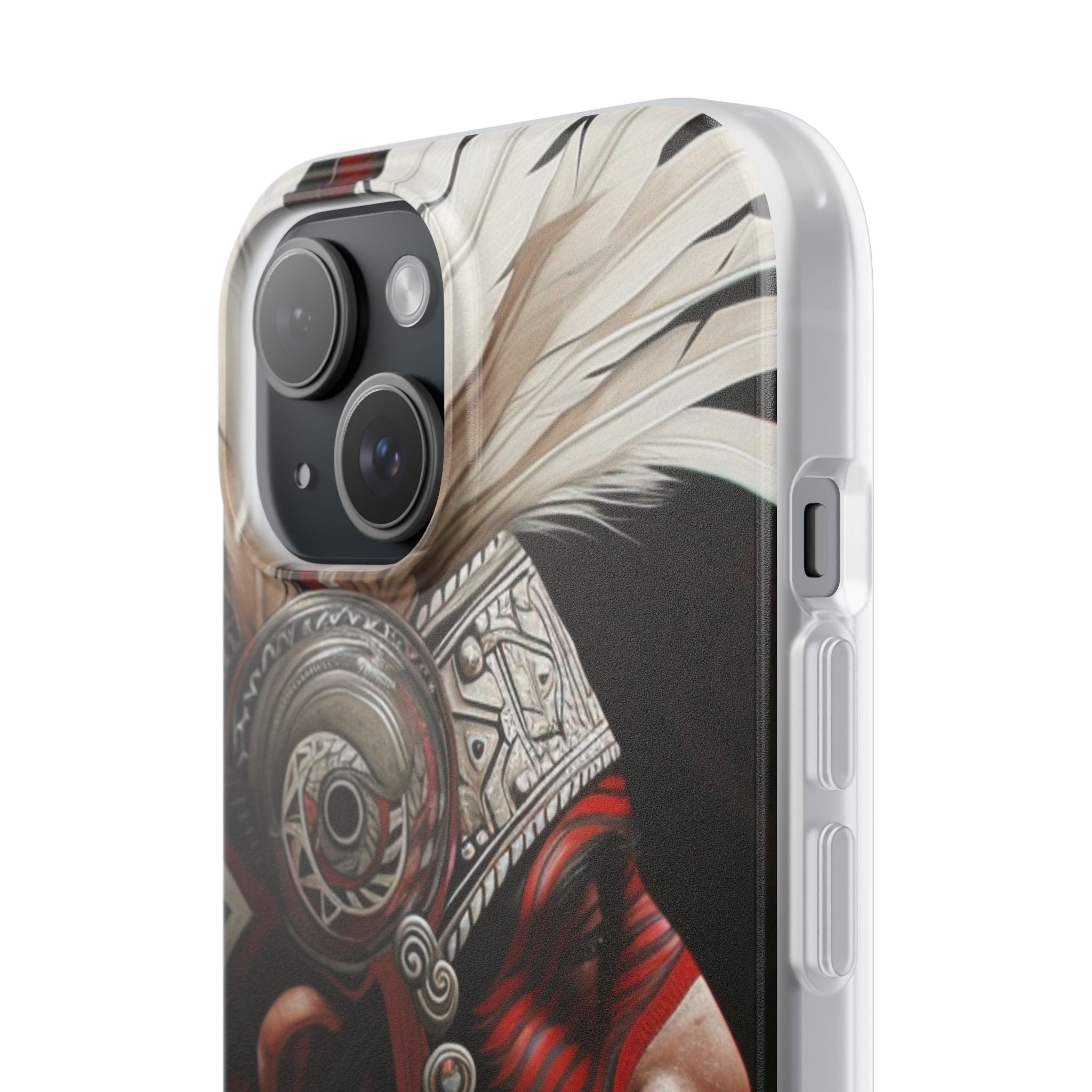 Aztec Warrior King – Flexi Phone Case (iPhone & Samsung • Clear TPU • Made in USA • Personalized Option)