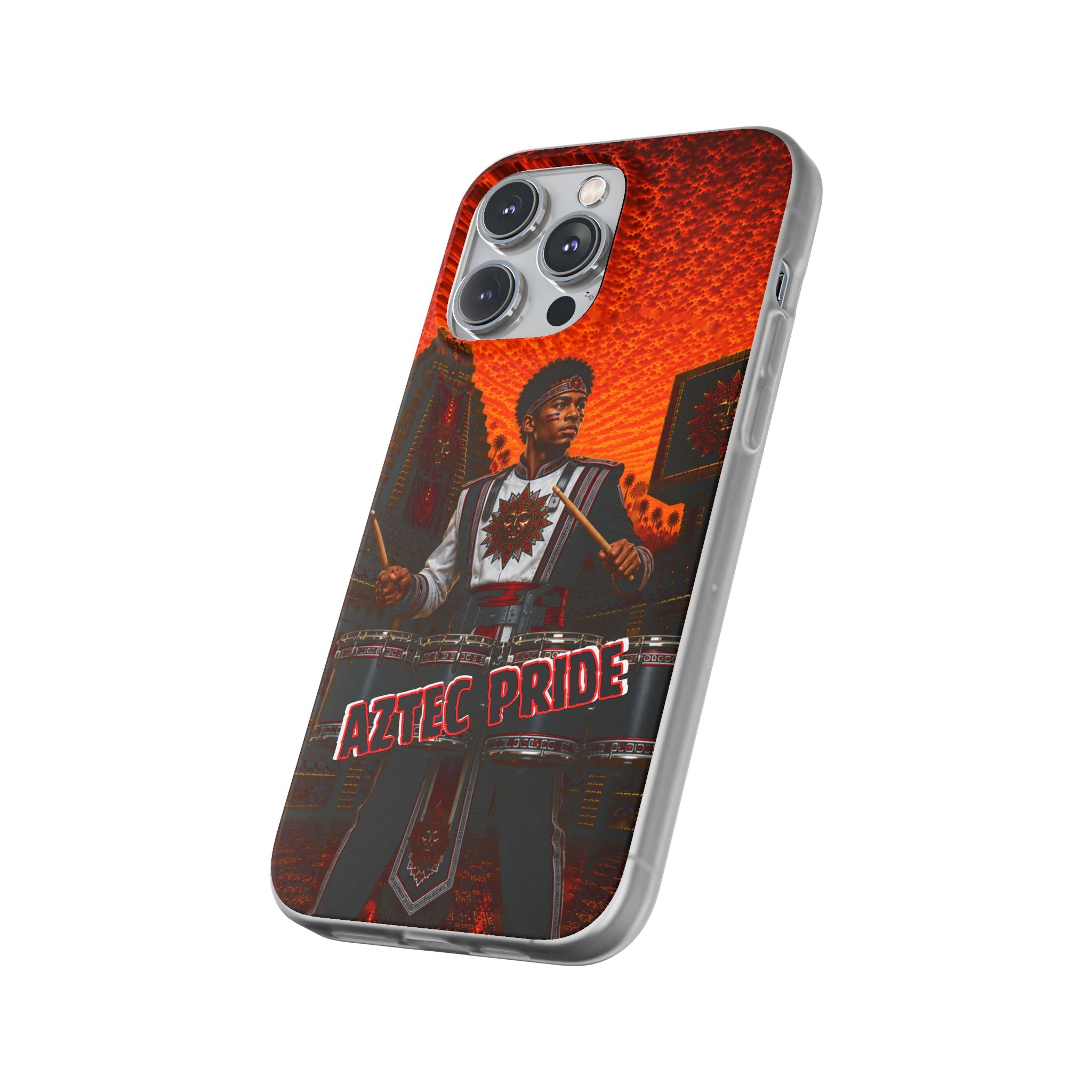 Aztec Band Warrior – Flexi Phone Case (iPhone & Samsung • Clear TPU • Made & Shipped in the USA • 🚚 FREE USA Shipping • Personalized Option)