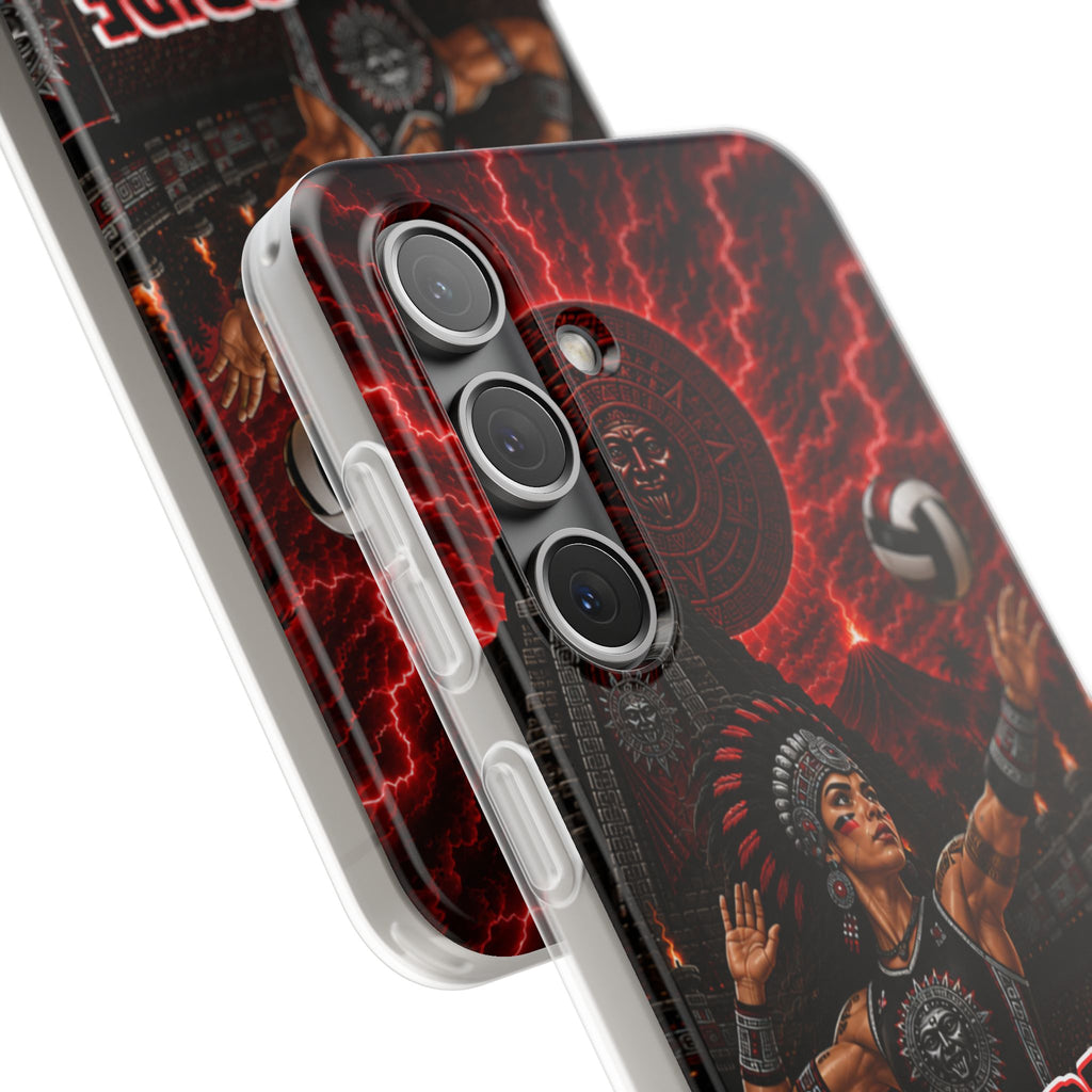 Aztec Volleyball Warrior – Flexi Phone Case (iPhone & Samsung • Clear TPU • Made & Shipped in the USA • 🚚 FREE USA Shipping • Personalized Option)