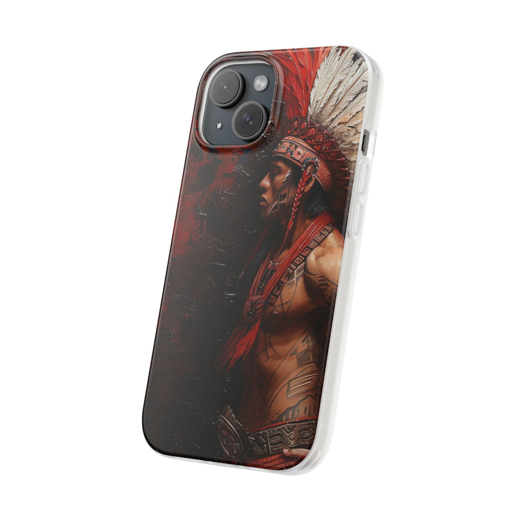 Aztec Noble Warrior – Flexi Phone Case (iPhone & Samsung • Clear TPU • Made in USA • Personalized Option)