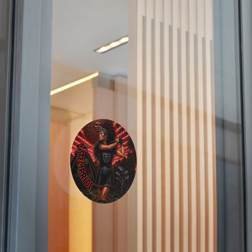 Aztec Golf Female Warrior Round Vinyl Sticker 2”–6” | Made & Shipped in the USA • 🚚 FREE USA Shipping • Personalized Option