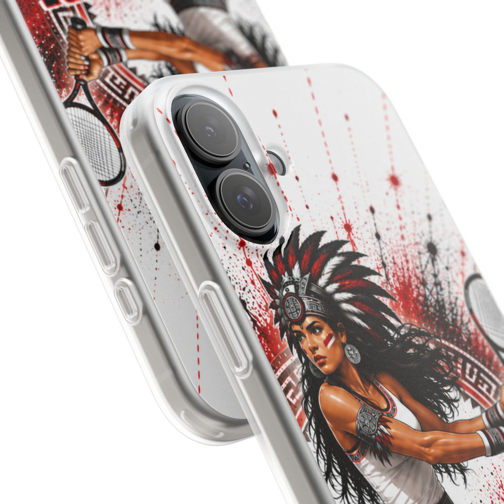 Aztec Tennis Female Warrior – Flexi Phone Case (iPhone & Samsung • Clear TPU • Made & Shipped in the USA • 🚚 FREE USA Shipping • Personalized Option)