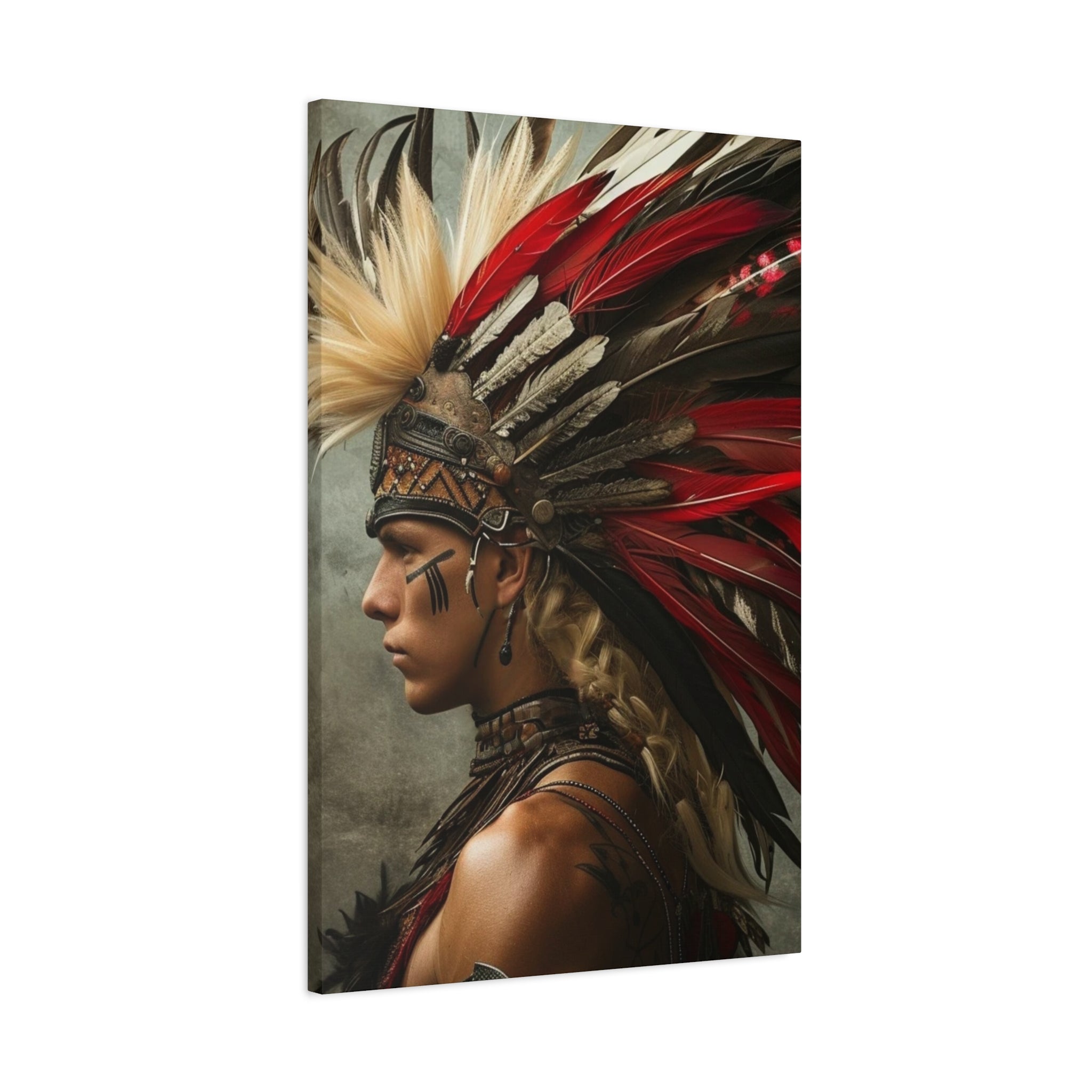 Aztec Storm Warrior – Bold Aztec Wall Art Canvas