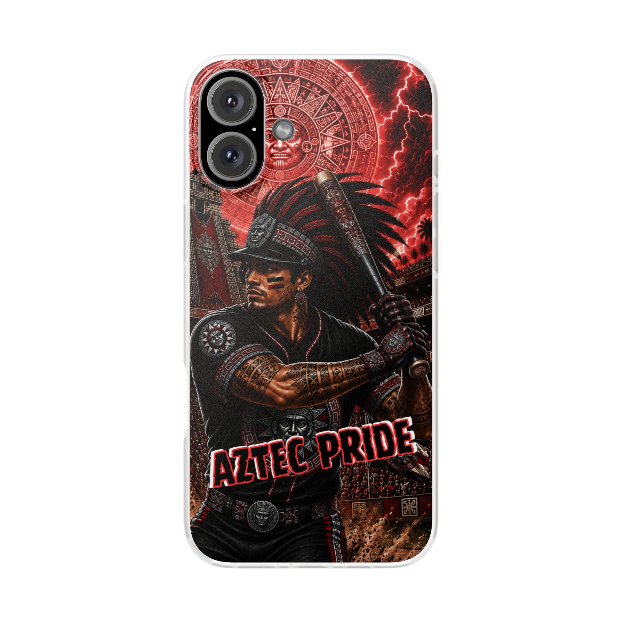 Aztec Baseball Warrior – Flexi Phone Case (iPhone & Samsung • Clear TPU • Made & Shipped in the USA • 🚚 FREE USA Shipping • Personalized Option)