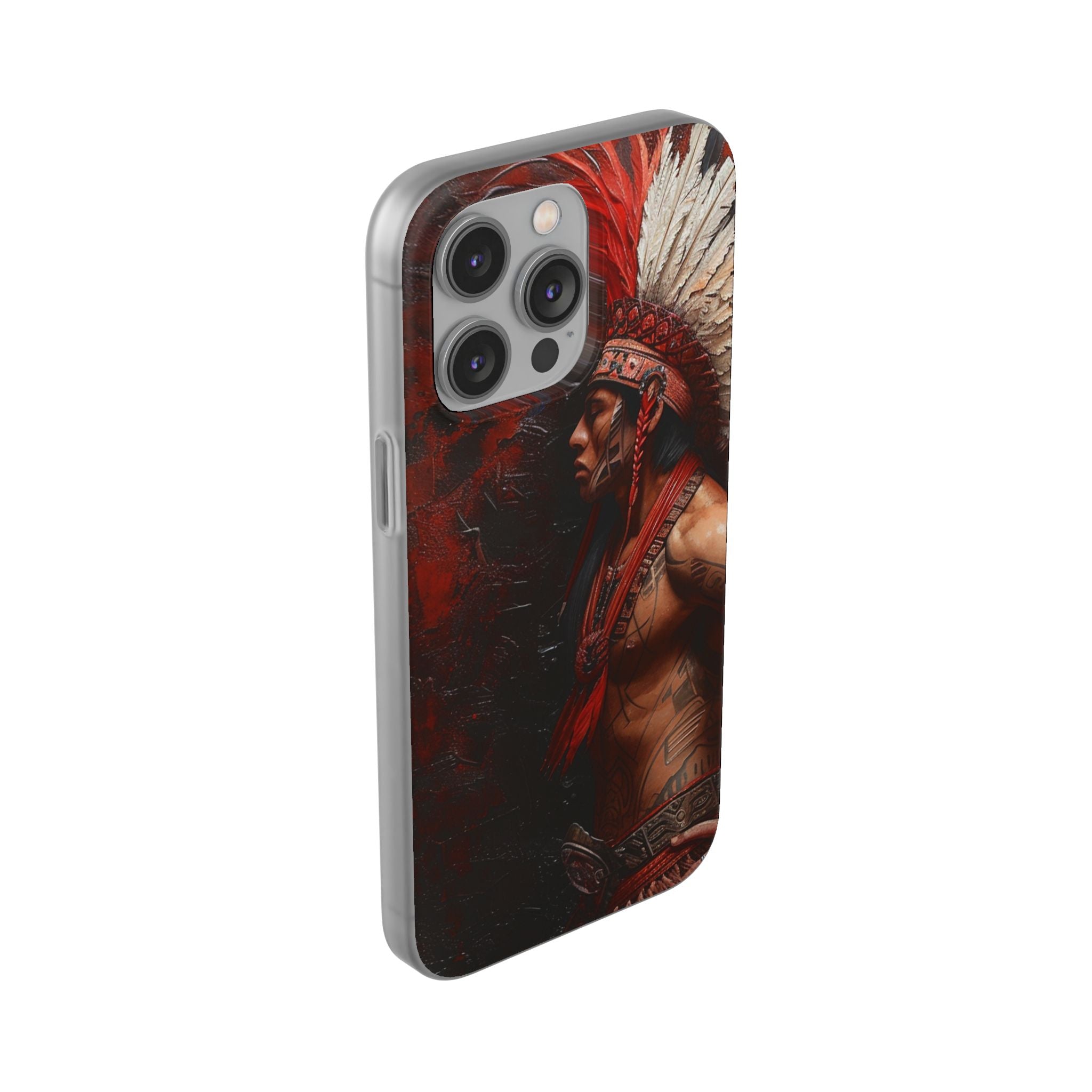 Aztec Noble Warrior – Flexi Phone Case (iPhone & Samsung • Clear TPU • Made in USA • Personalized Option)