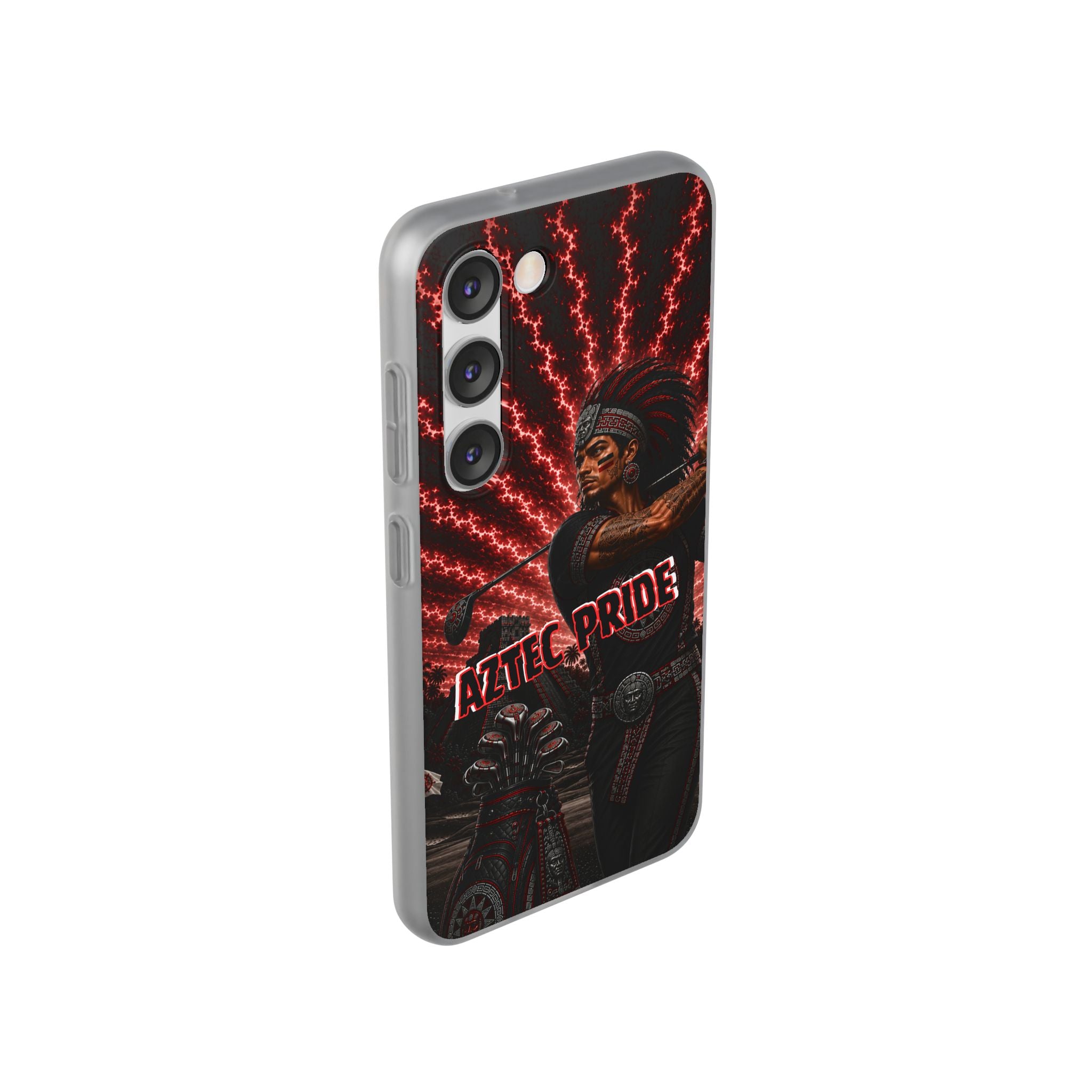 Aztec Golf Male Warrior – Flexi Phone Case (iPhone & Samsung • Clear TPU • Made & Shipped in the USA • 🚚 FREE USA Shipping • Personalized Option)