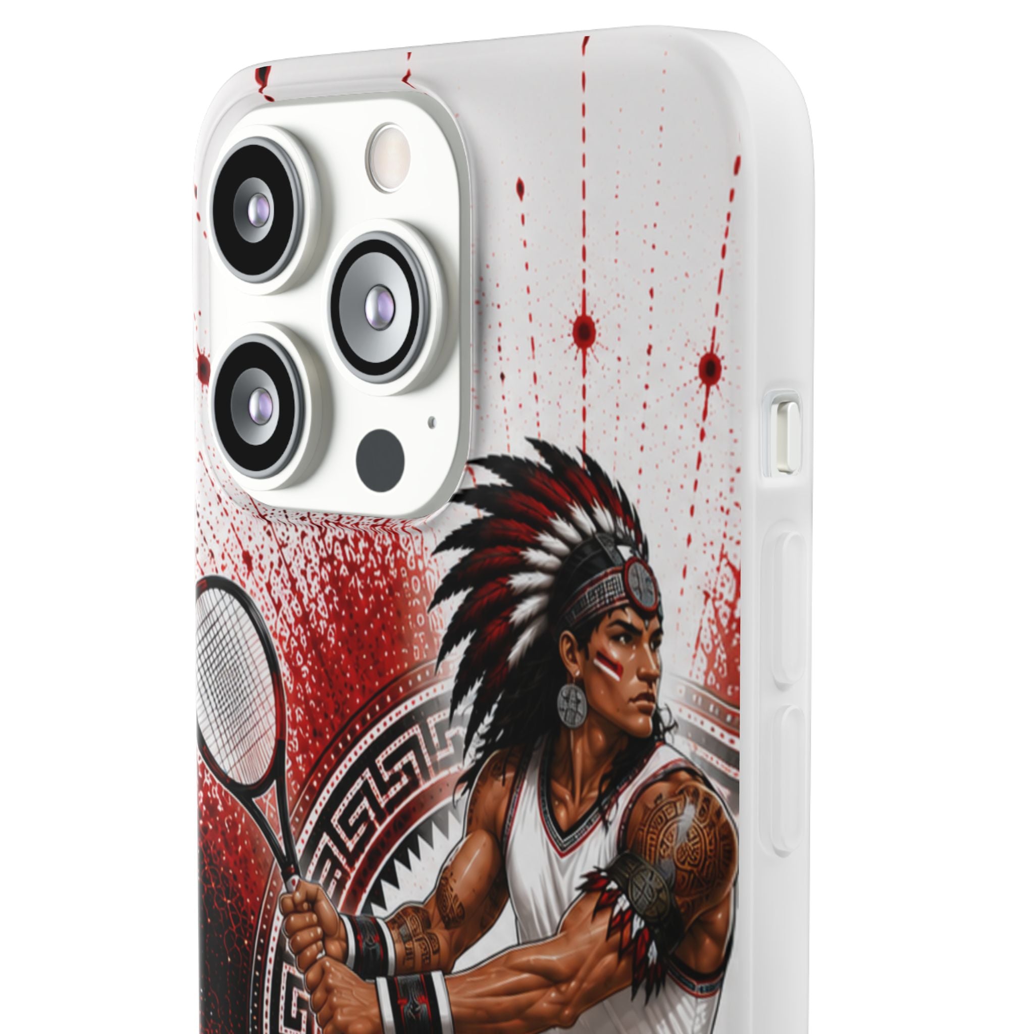 Aztec Tennis Male Warrior – Flexi Phone Case (iPhone & Samsung • Clear TPU • Made & Shipped in the USA • 🚚 FREE USA Shipping • Personalized Option)