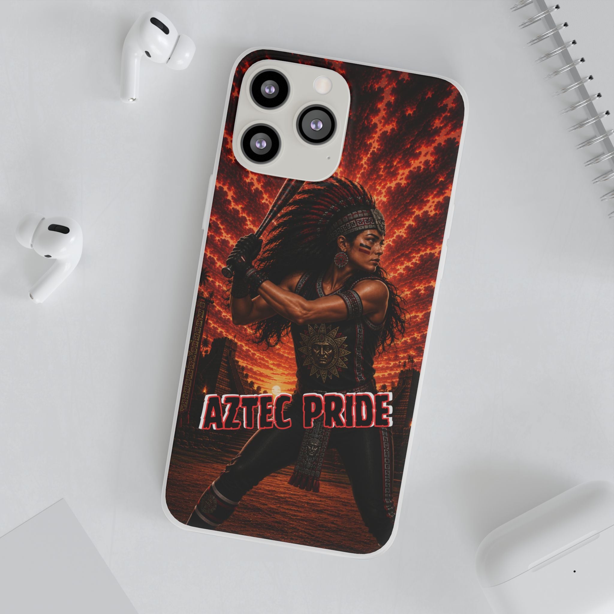 Aztec Softball Warrior – Flexi Phone Case (iPhone & Samsung • Clear TPU • Made & Shipped in the USA • 🚚 FREE USA Shipping • Personalized Option)