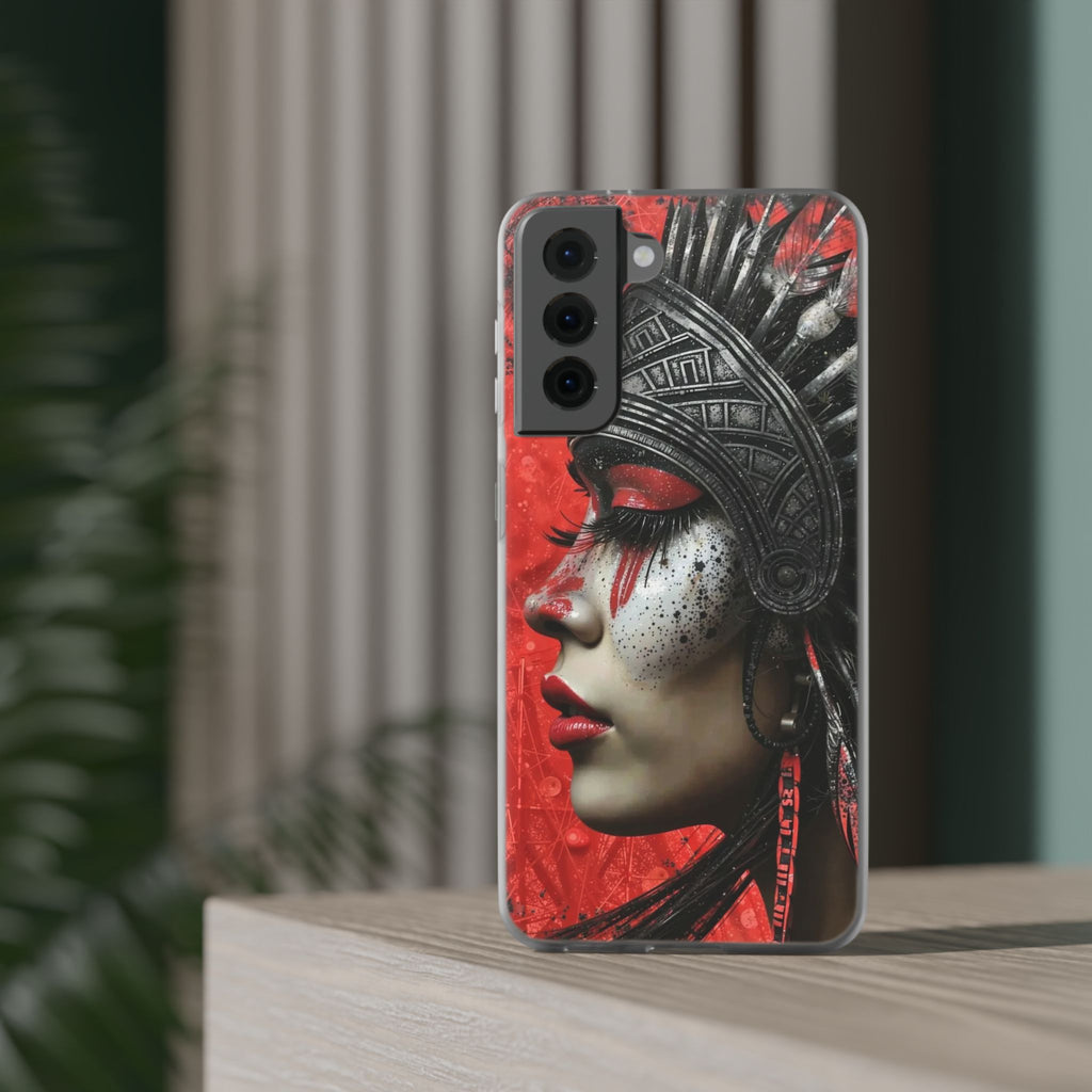 Aztec Fearless Goddess – Flexi Phone Case (iPhone & Samsung • Clear TPU • Made in USA • Personalized Option)