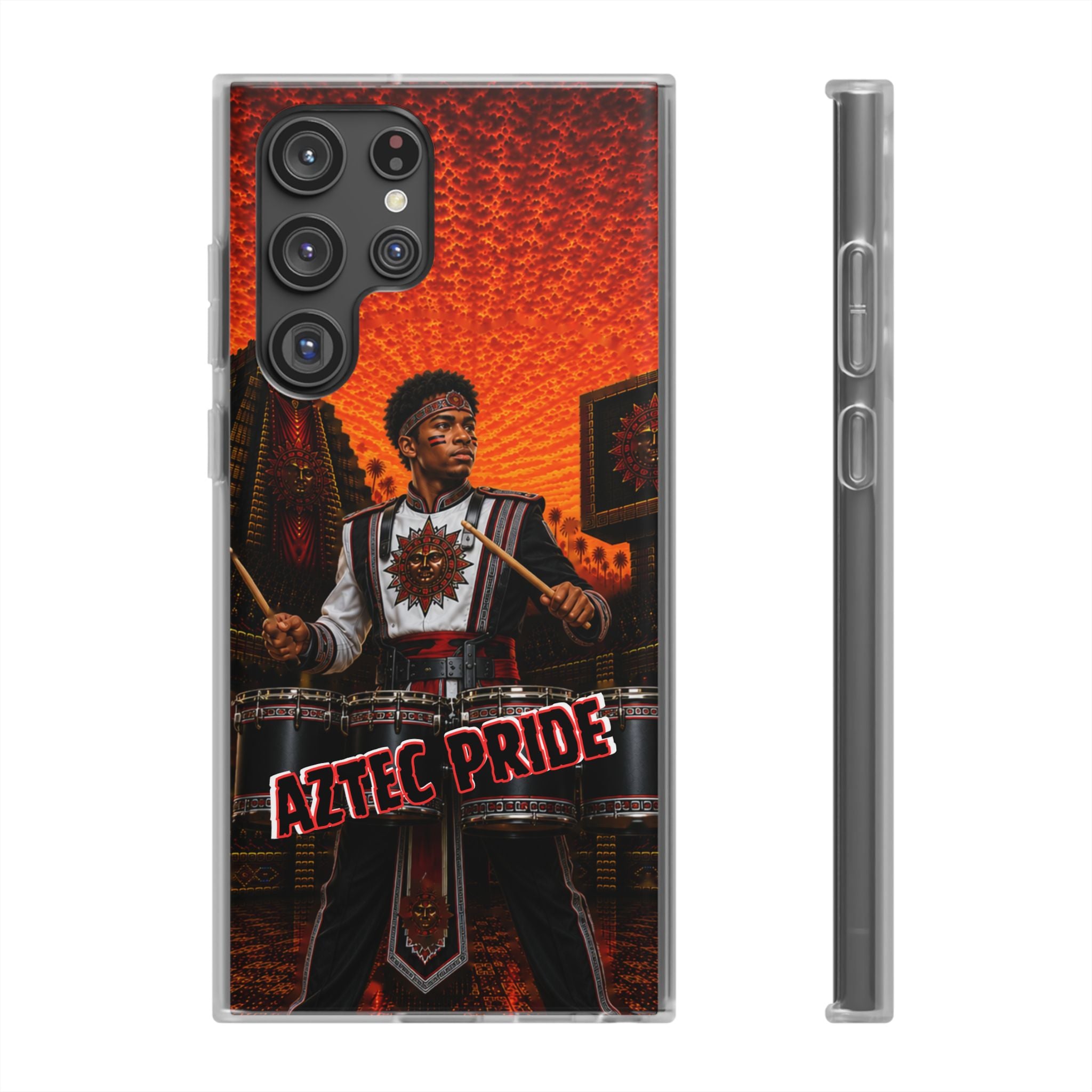 Aztec Band Warrior – Flexi Phone Case (iPhone & Samsung • Clear TPU • Made & Shipped in the USA • 🚚 FREE USA Shipping • Personalized Option)