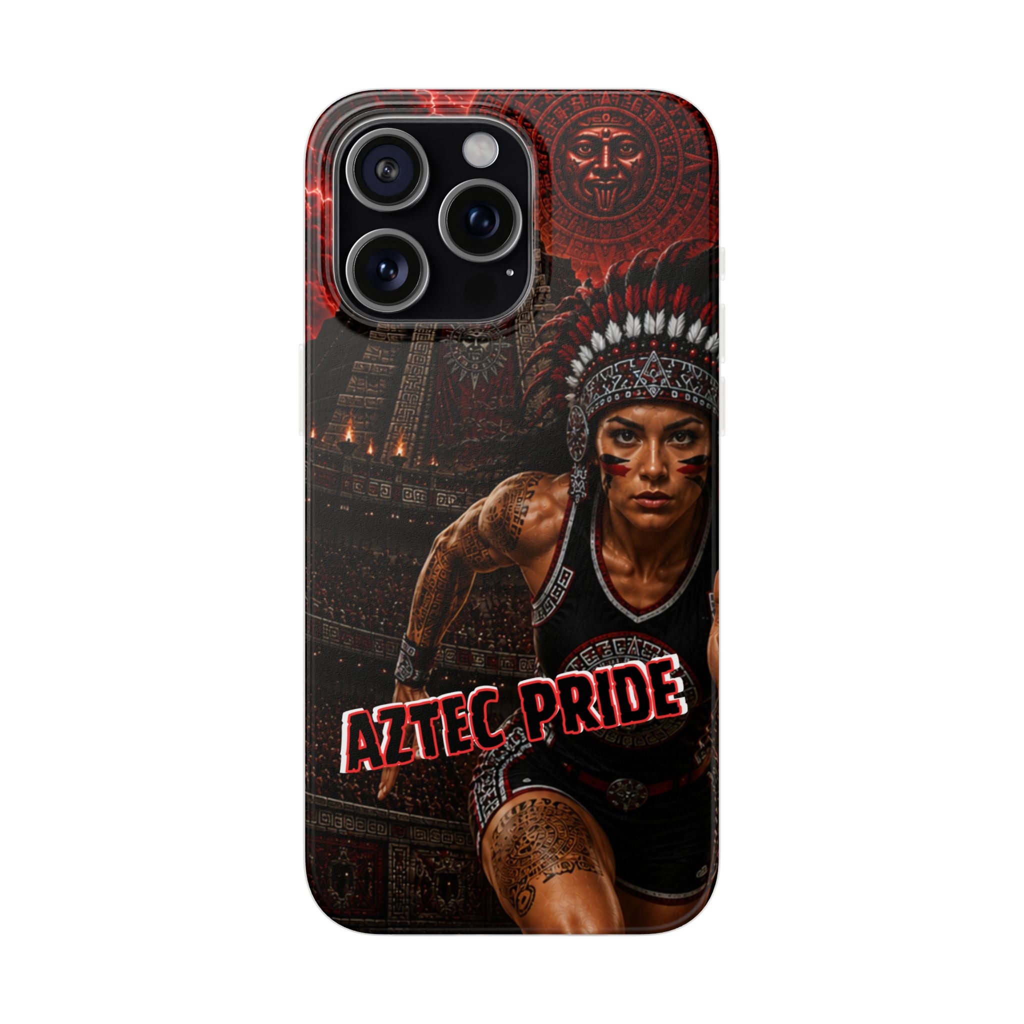 Aztec Track & Field Female Warrior – Flexi Phone Case (iPhone & Samsung • Clear TPU • Made & Shipped in the USA • 🚚 FREE USA Shipping • Personalized Option)