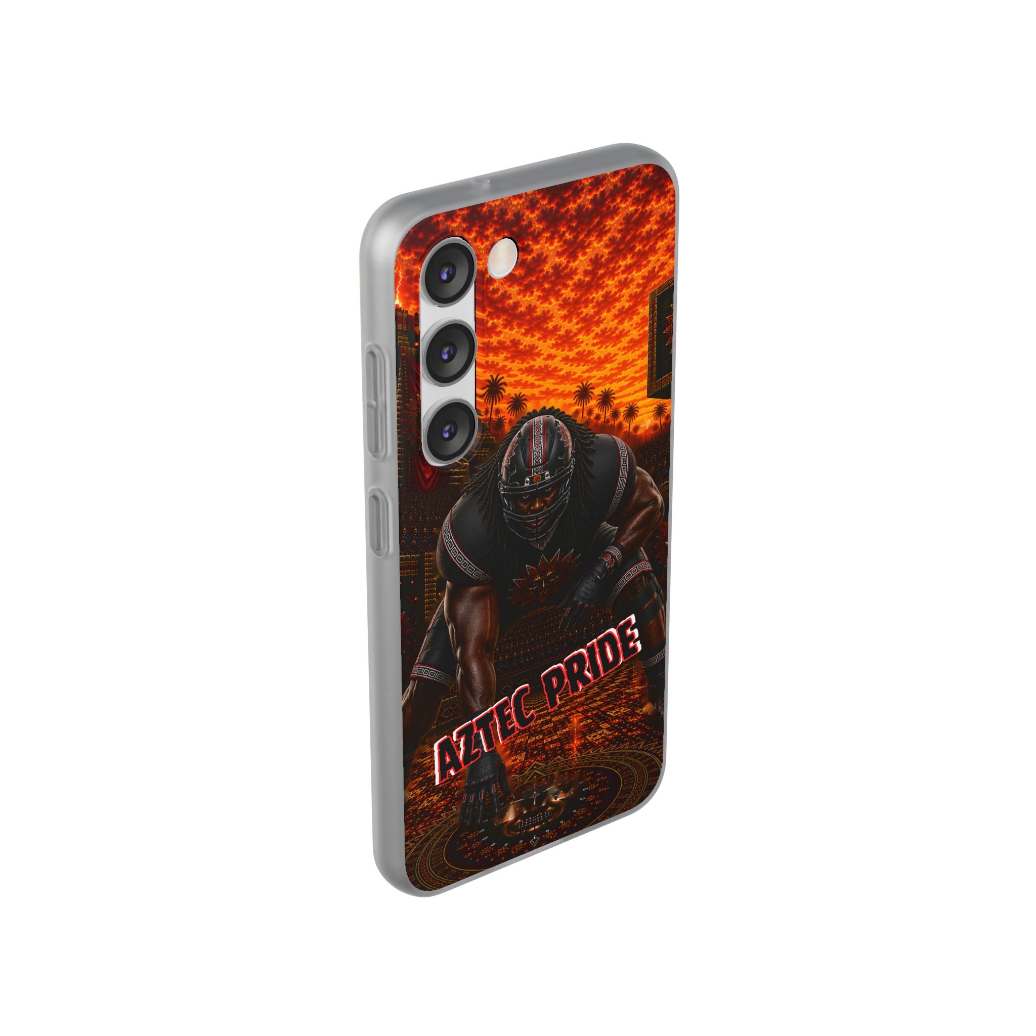 Aztec Football Warrior – Flexi Phone Case (iPhone & Samsung • Clear TPU • Made & Shipped in the USA • 🚚 FREE USA Shipping • Personalized Option)