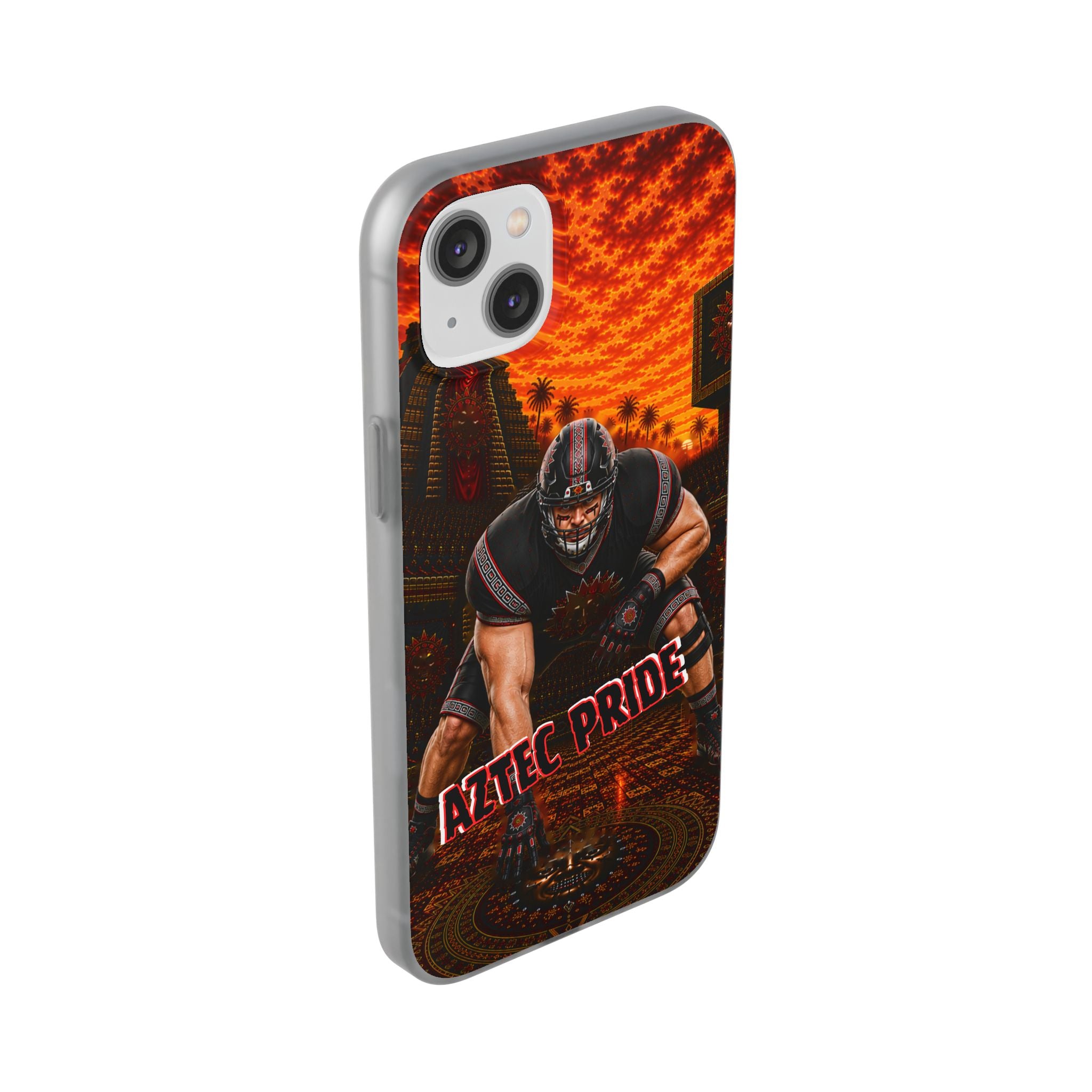 Aztec Football Warrior – Flexi Phone Case (iPhone & Samsung • Clear TPU • Made & Shipped in the USA • 🚚 FREE USA Shipping • Personalized Option)