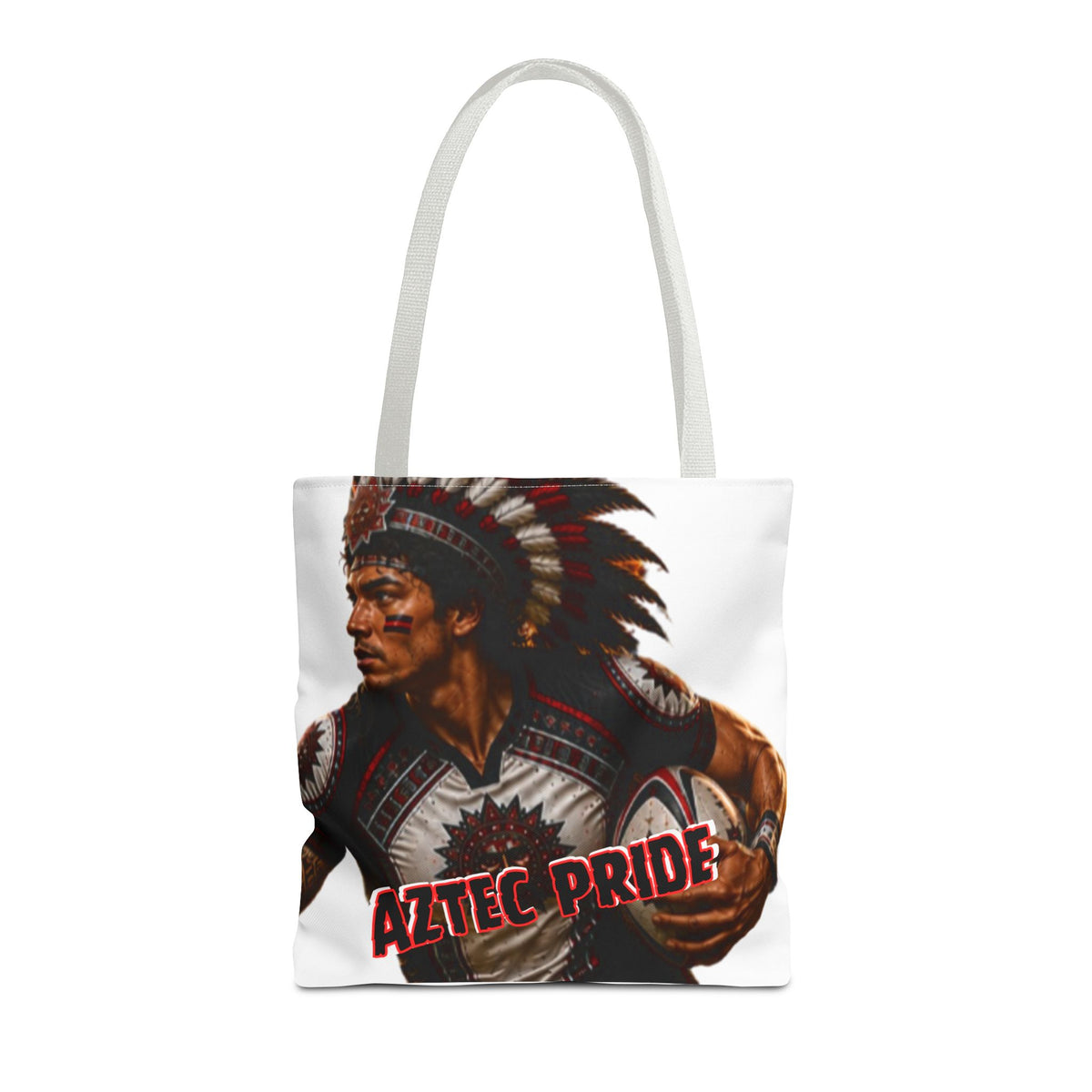 Aztec Rugby Male Warrior Tote Bag | Aztec-Inspired AI Art • Made & Shipped in the USA • 🚚 FREE USA Shipping • FREE Personalization