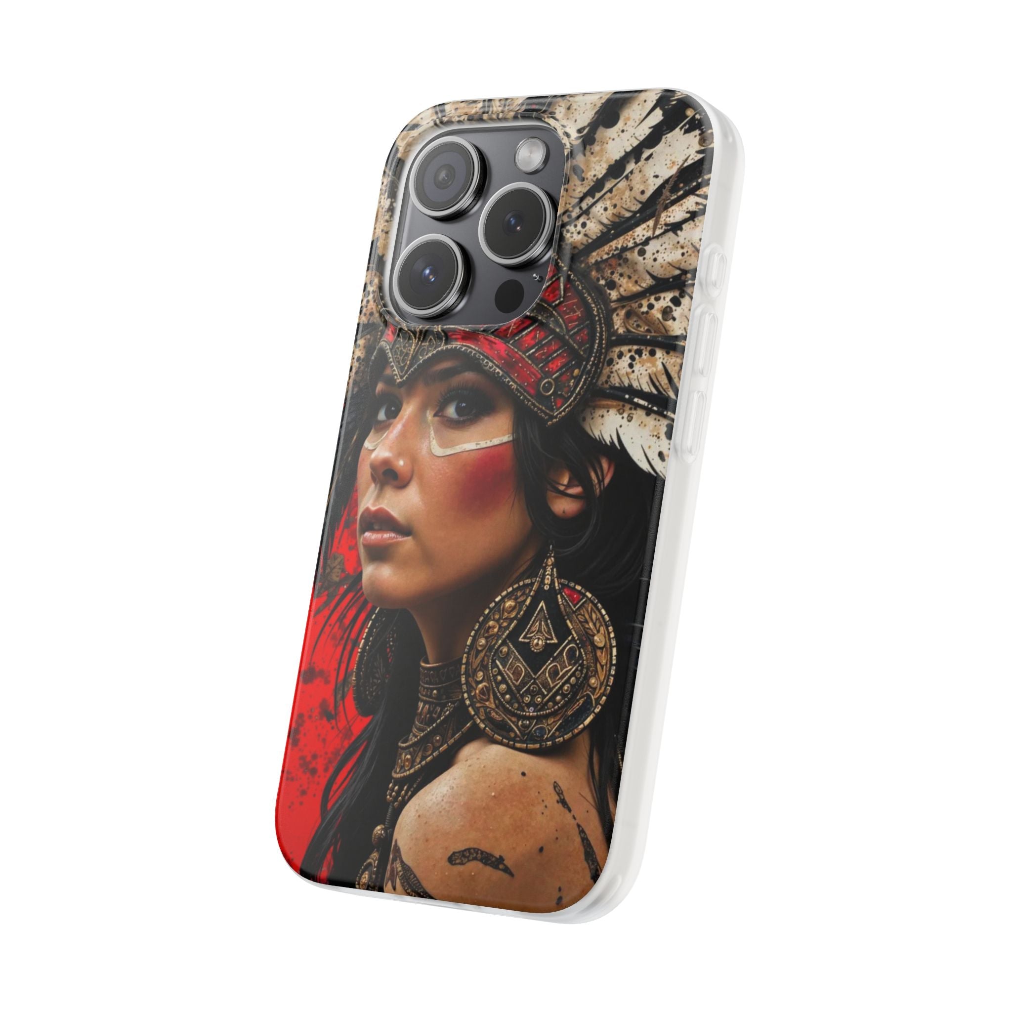 Aztec Moon Goddess – Flexi Phone Case (iPhone & Samsung • Clear TPU • Made in USA • Personalized Option)