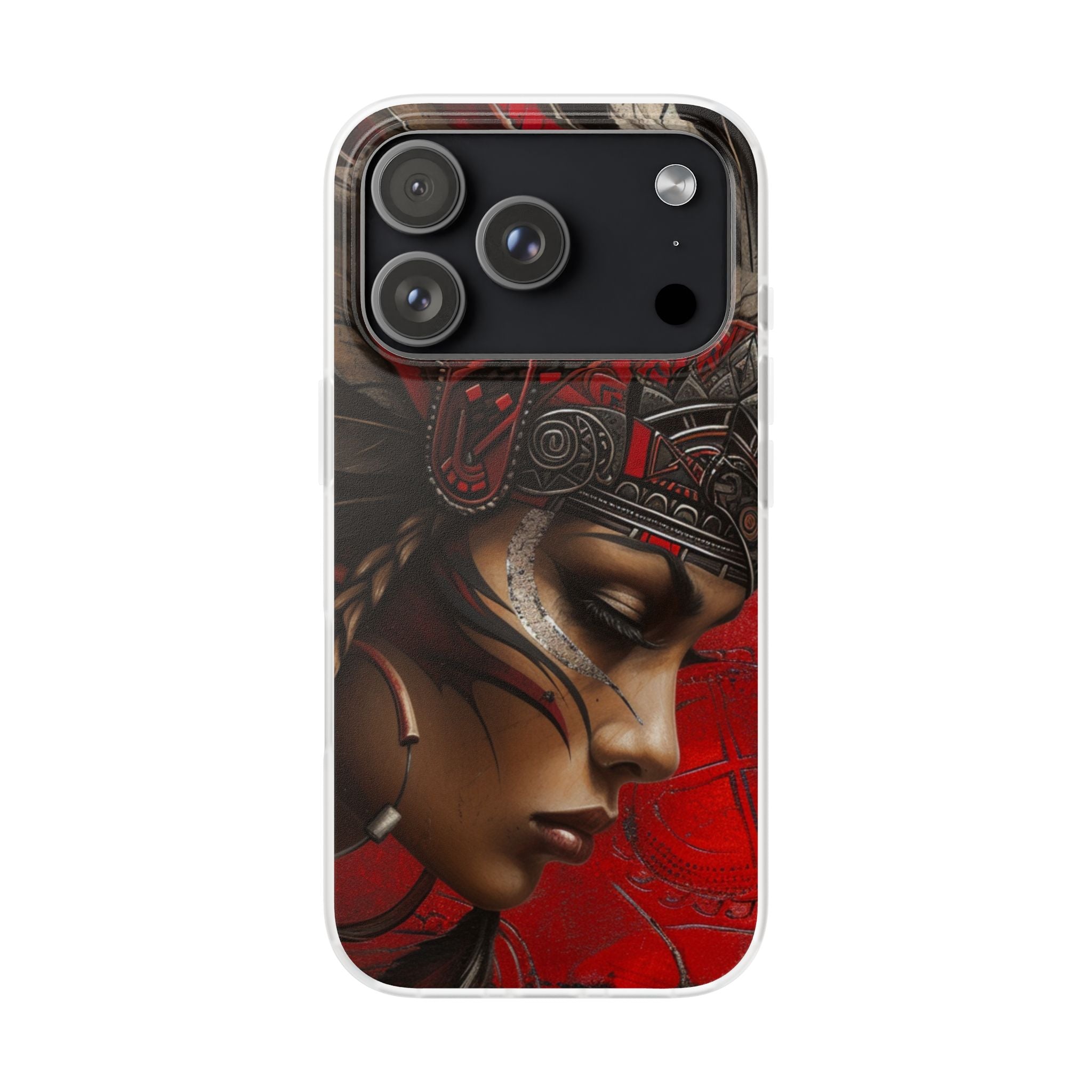 Aztec Sun Goddess – Flexi Phone Case (iPhone & Samsung • Clear TPU • Made in USA • Personalized Option)