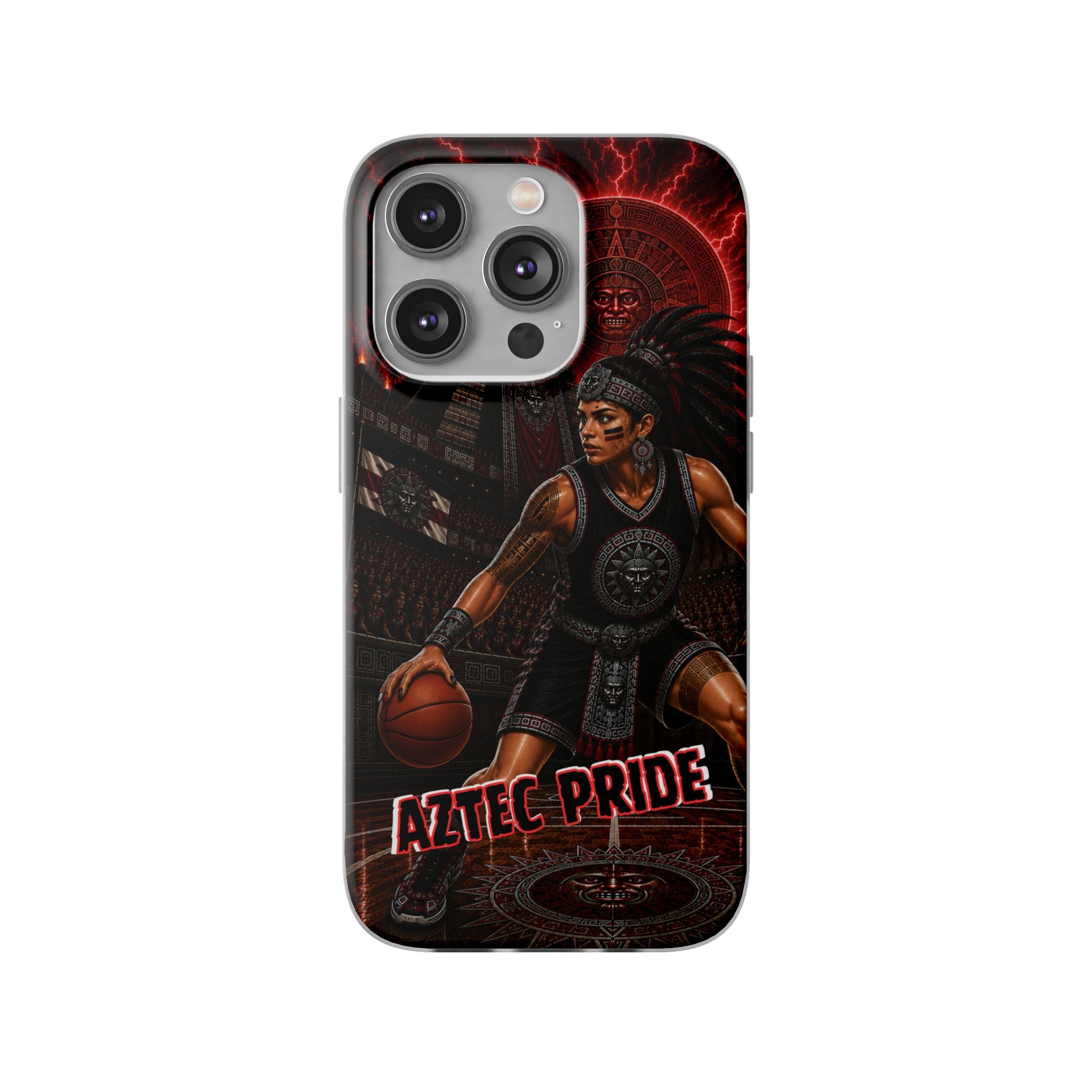 Aztec Basketball Female Warrior – Flexi Phone Case (iPhone & Samsung • Clear TPU • Made & Shipped in the USA • 🚚 FREE USA Shipping • Personalized Option)
