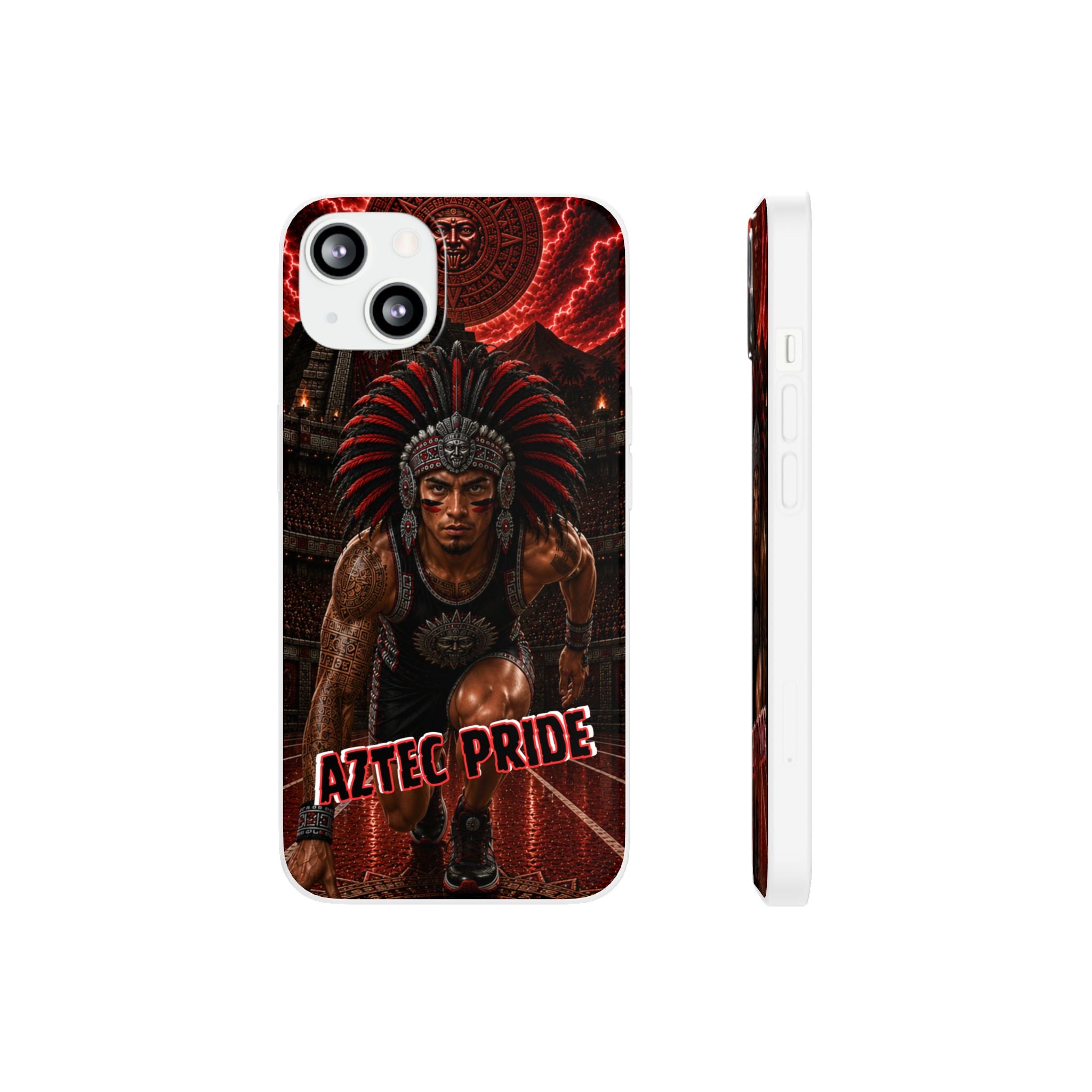Aztec Track & Field Male Warrior – Flexi Phone Case (iPhone & Samsung • Clear TPU • Made & Shipped in the USA • 🚚 FREE USA Shipping • Personalized Option)