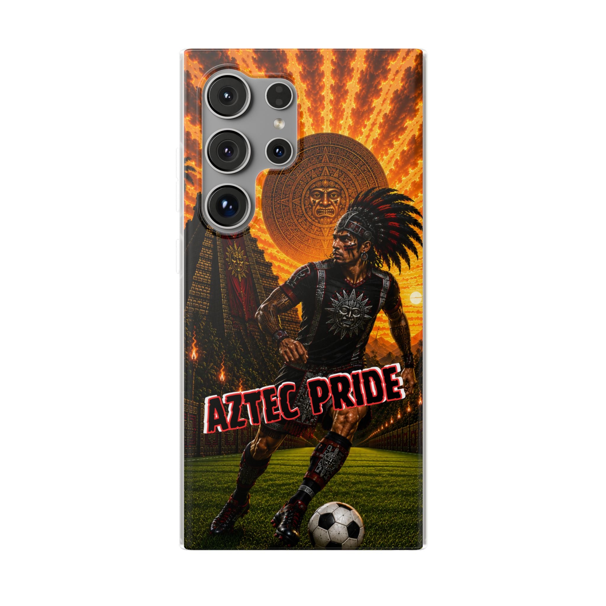 Aztec Soccer Male Warrior – Flexi Phone Case (iPhone & Samsung • Clear TPU • Made & Shipped in the USA • 🚚 FREE USA Shipping • Personalized Option)