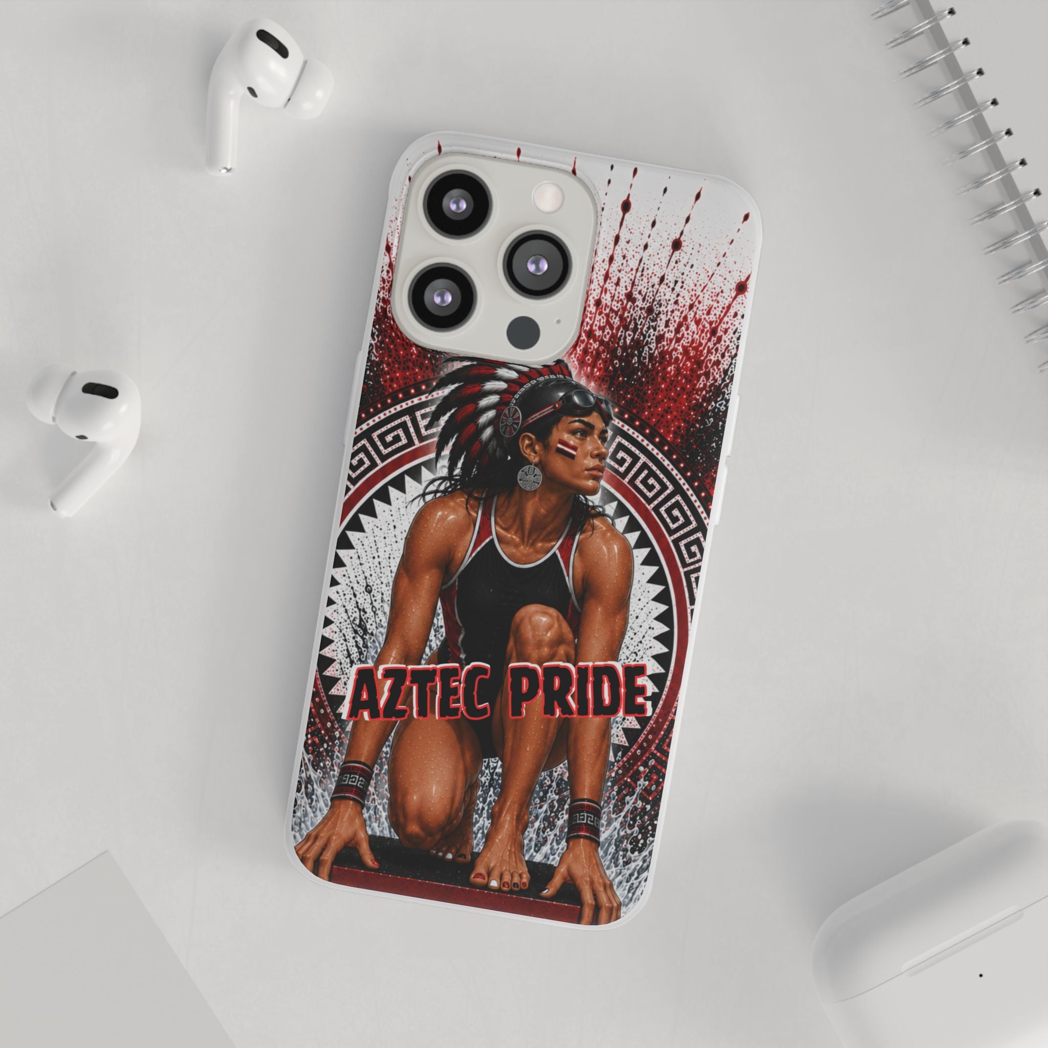 Aztec Swim & Dive Warrior – Flexi Phone Case (iPhone & Samsung • Clear TPU • Made & Shipped in the USA • 🚚 FREE USA Shipping • Personalized Option)