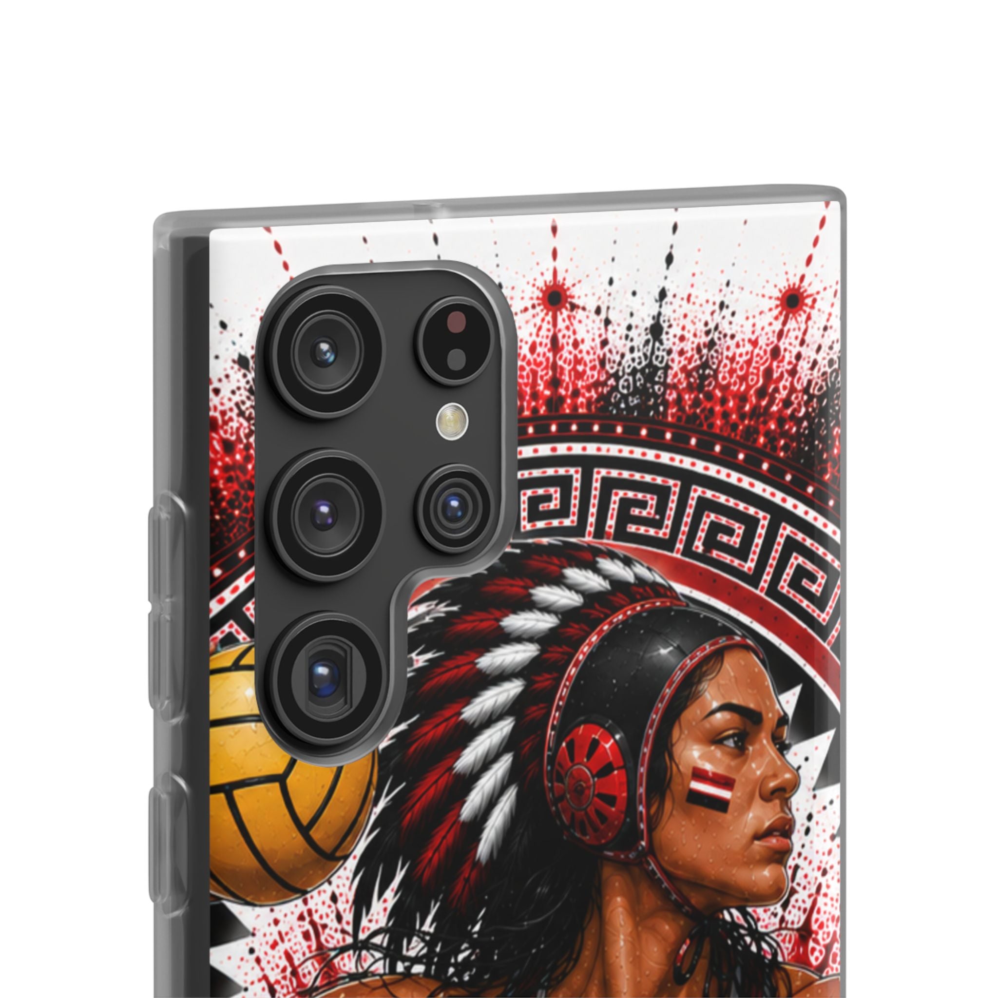 Aztec Water Polo Warrior – Flexi Phone Case (iPhone & Samsung • Clear TPU • Made in USA • Personalized Option)
