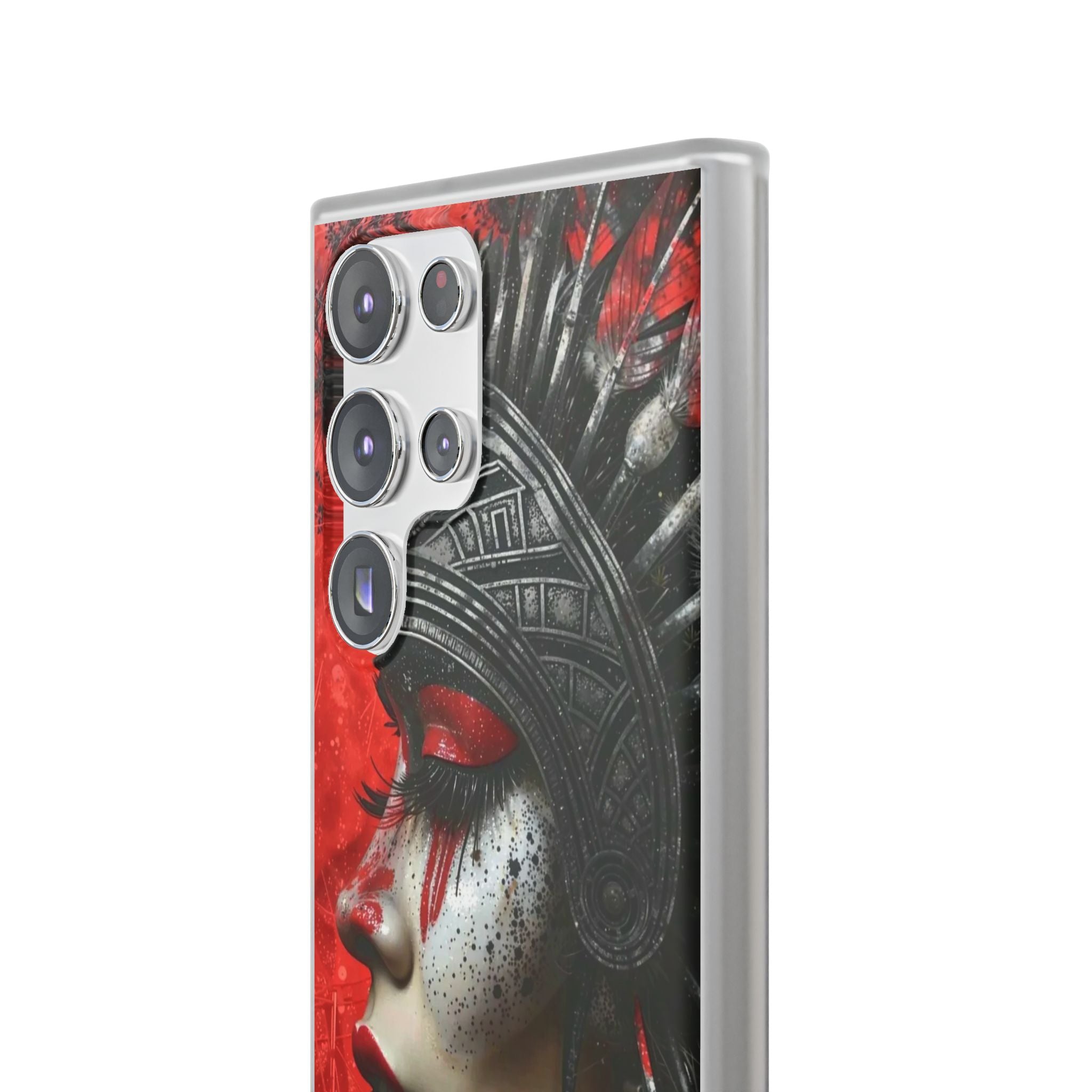 Aztec Fearless Goddess – Flexi Phone Case (iPhone & Samsung • Clear TPU • Made in USA • Personalized Option)