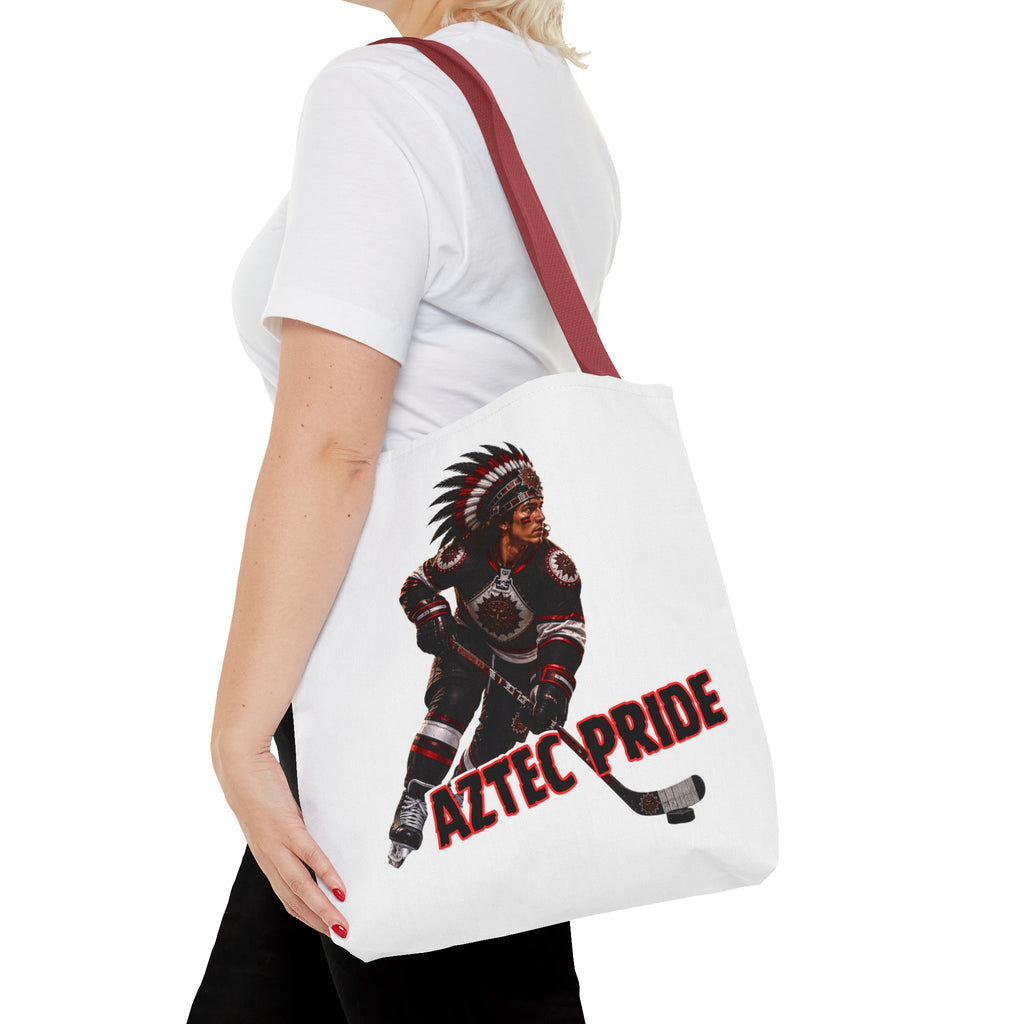 Aztec Hockey Warrior Tote Bag | Aztec-Inspired AI Art • Made & Shipped in the USA • 🚚 FREE USA Shipping • FREE Personalization
