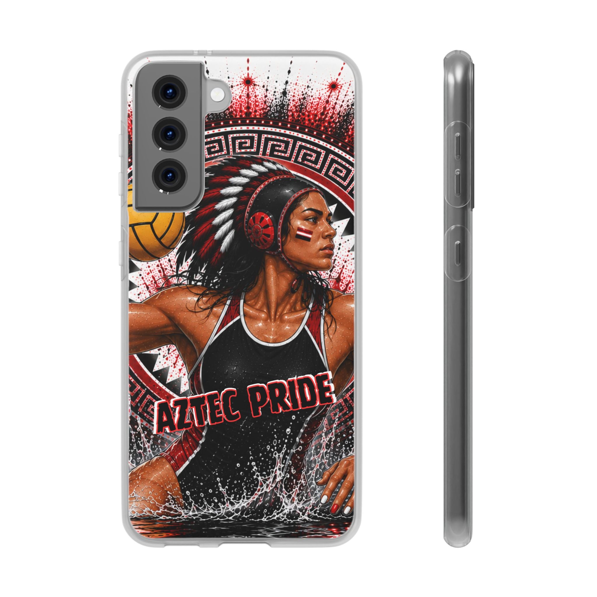 Aztec Water Polo Warrior – Flexi Phone Case (iPhone & Samsung • Clear TPU • Made in USA • Personalized Option)
