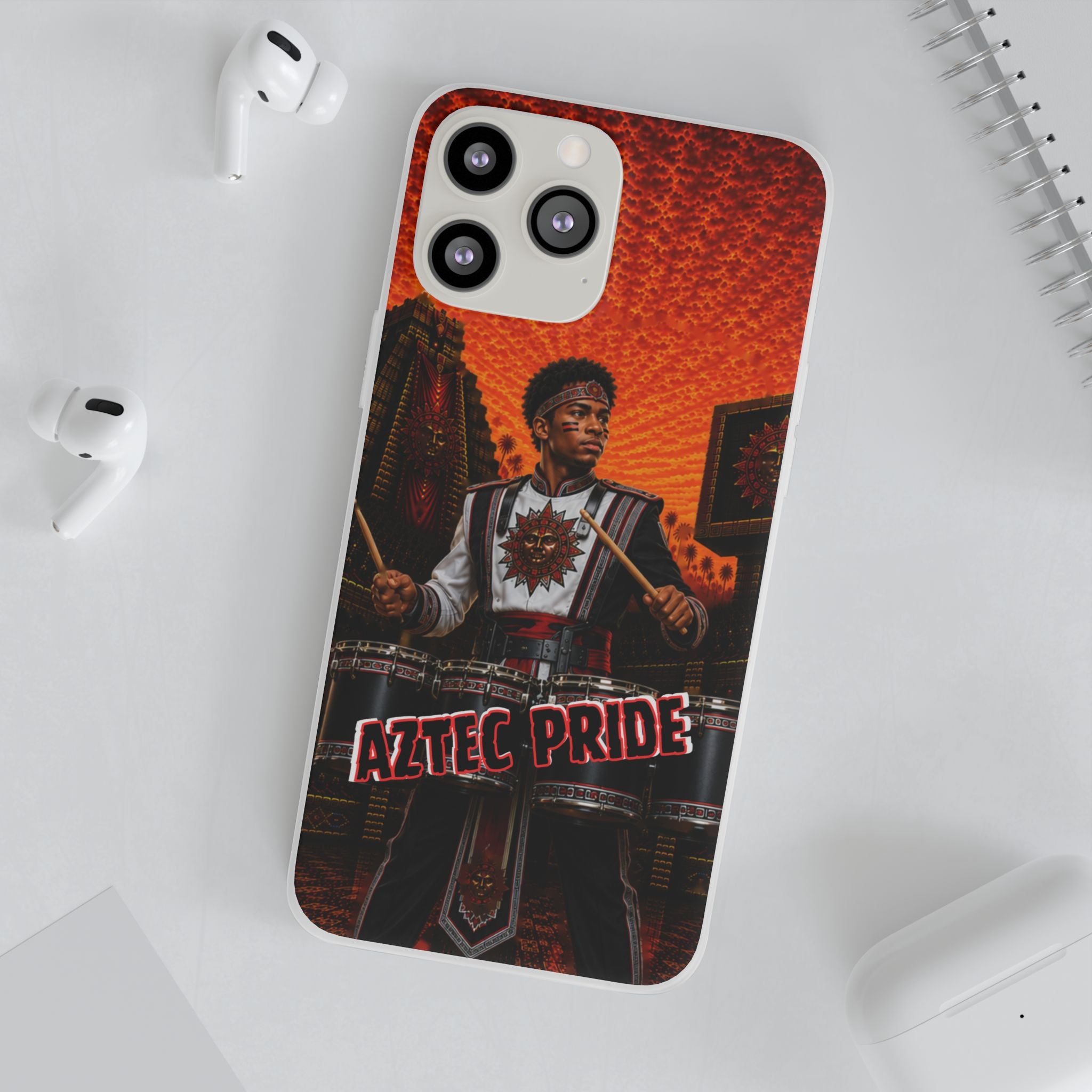 Aztec Band Warrior – Flexi Phone Case (iPhone & Samsung • Clear TPU • Made & Shipped in the USA • 🚚 FREE USA Shipping • Personalized Option)