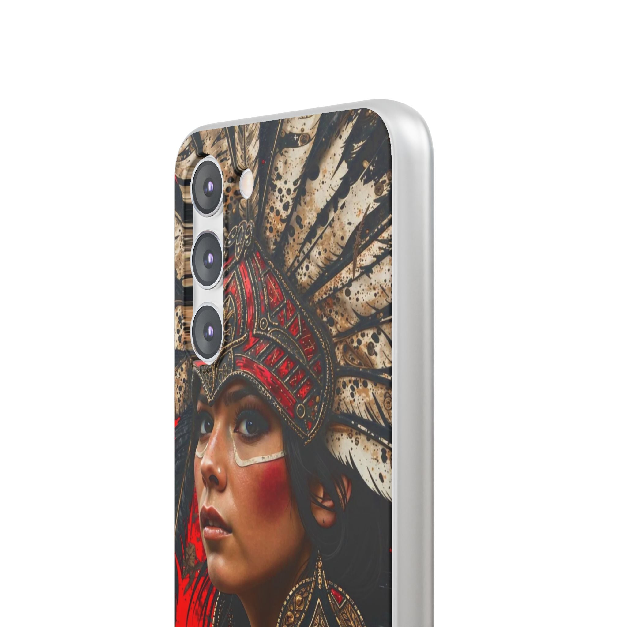 Aztec Moon Goddess – Flexi Phone Case (iPhone & Samsung • Clear TPU • Made in USA • Personalized Option)