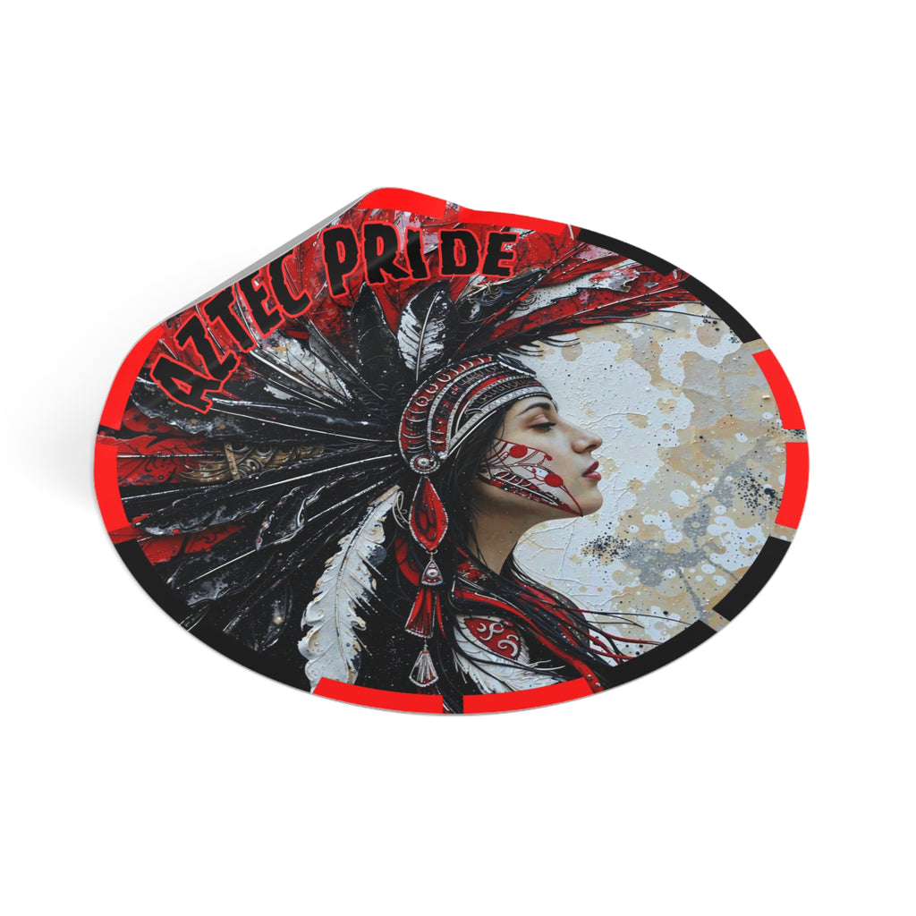 Aztec Silent Goddess Round Vinyl Sticker – Waterproof Matte Decal (2”–6”)