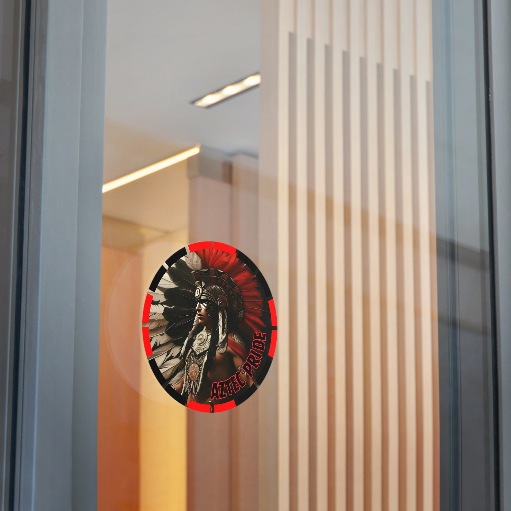 Aztec Fierce Warrior Round Vinyl Sticker – Waterproof Matte Decal (2”–6”)