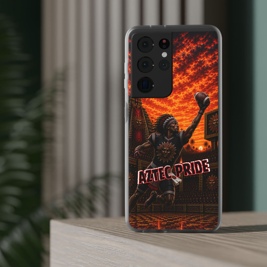 Aztec Football Warrior – Flexi Phone Case (iPhone & Samsung • Clear TPU • Made & Shipped in the USA • 🚚 FREE USA Shipping • Personalized Option)
