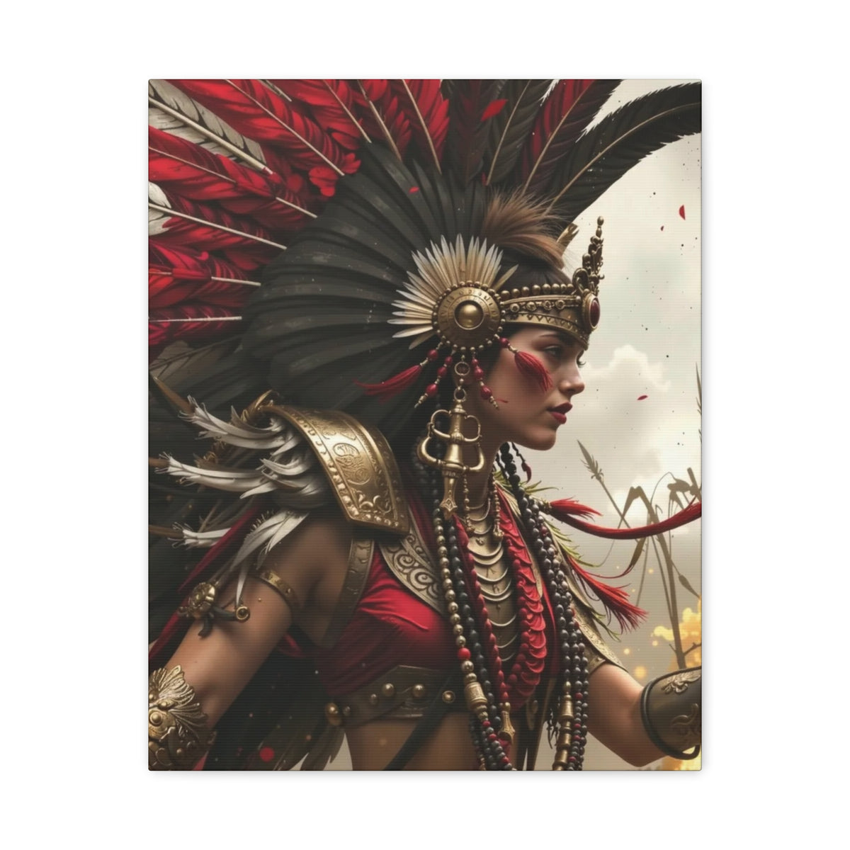 Aztec Warrior Queen – Bold Aztec Wall Art Canvas