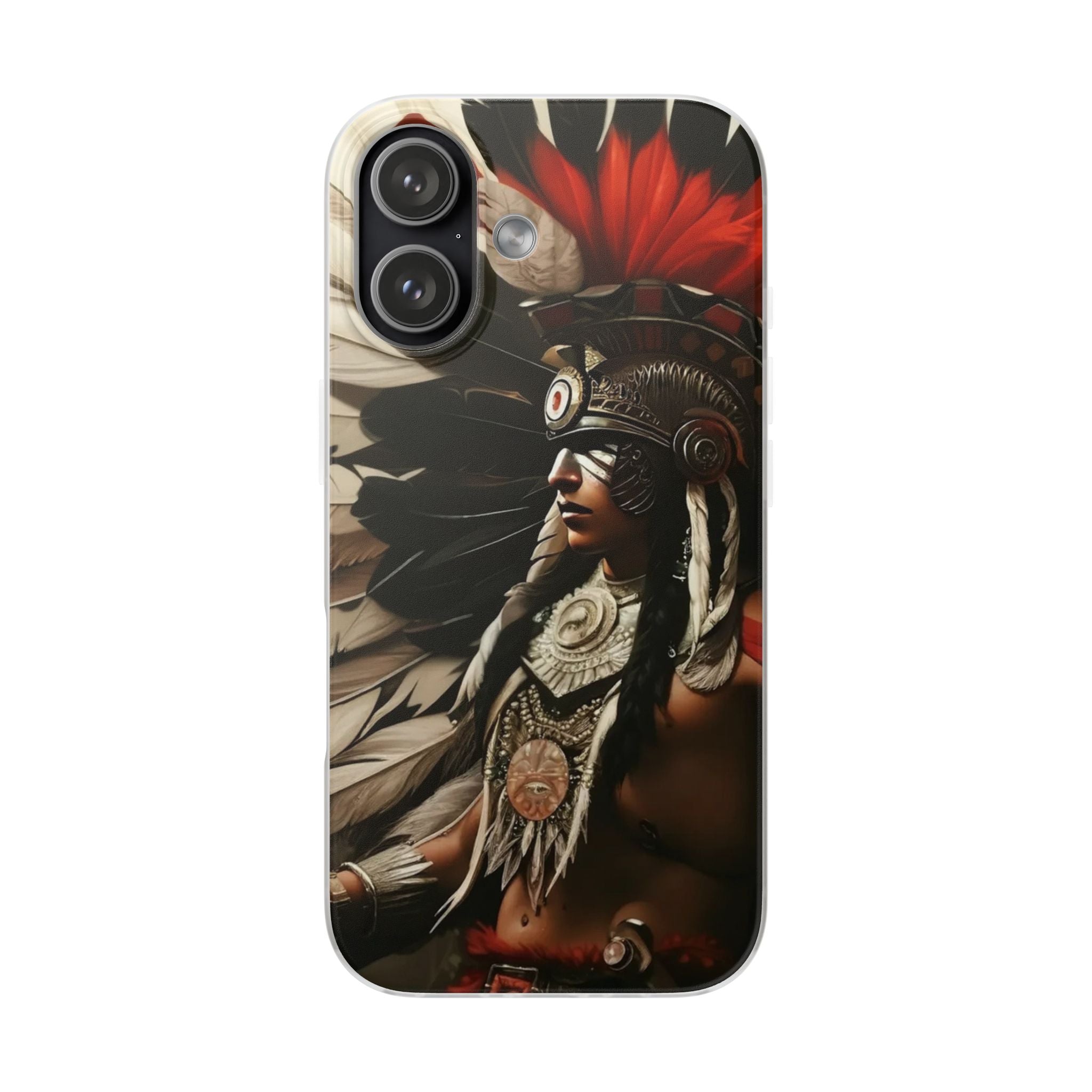 Aztec Fierce Warrior – Flexi Phone Case (iPhone & Samsung • Clear TPU • Made in USA • Personalized Option)