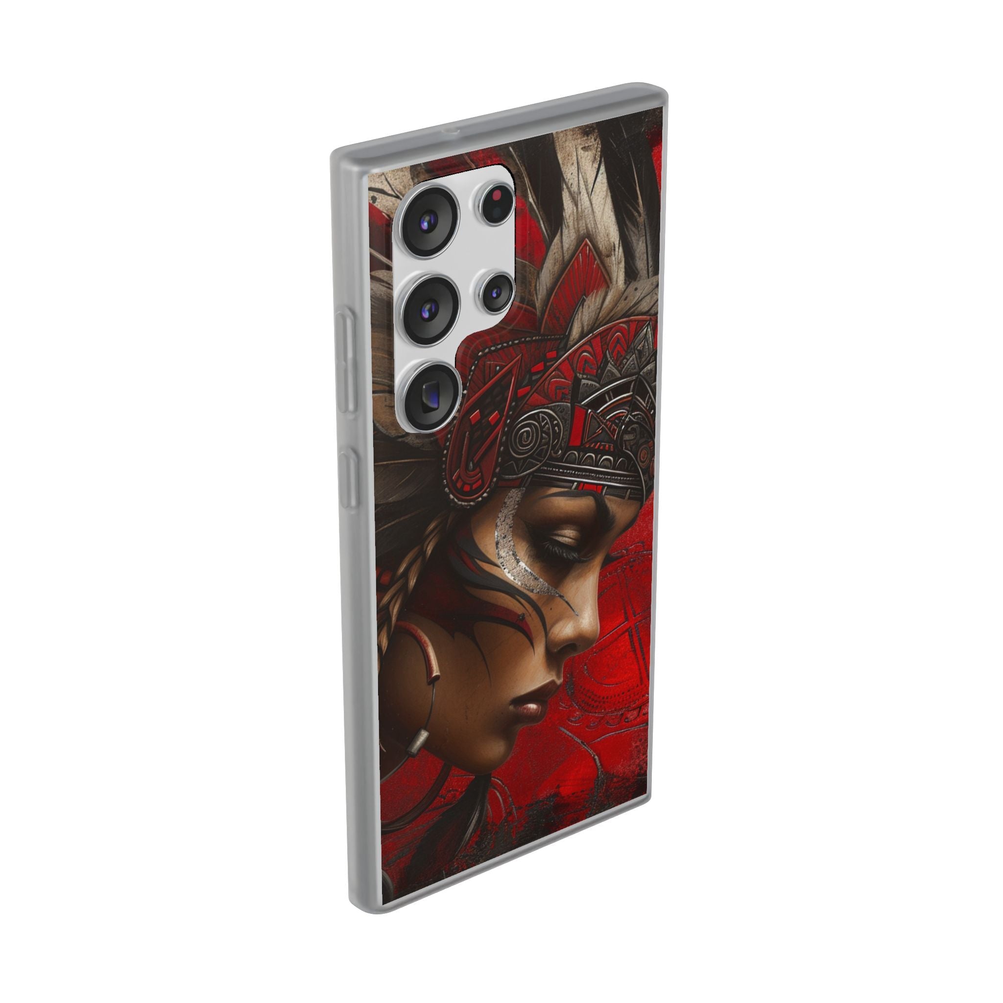 Aztec Sun Goddess – Flexi Phone Case (iPhone & Samsung • Clear TPU • Made in USA • Personalized Option)