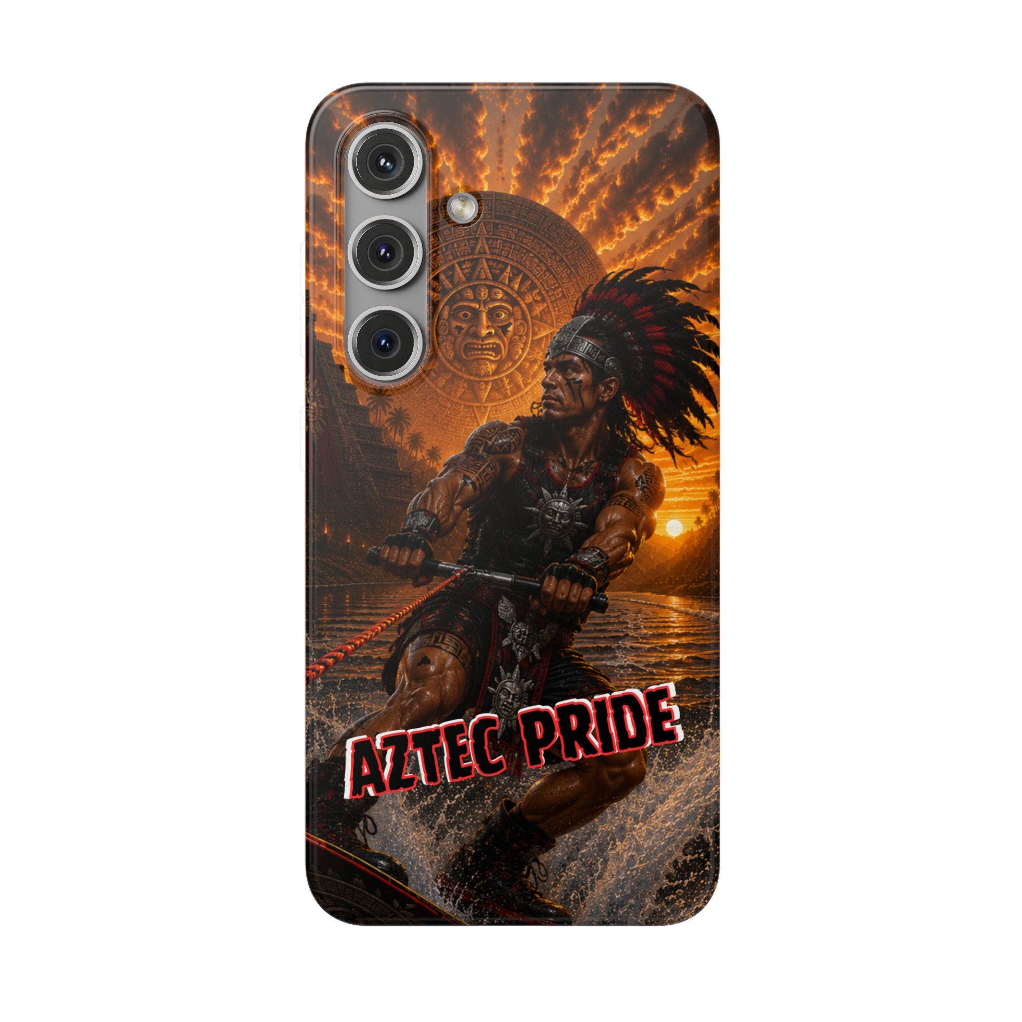 Aztec Wakeboard Male Warrior – Flexi Phone Case (iPhone & Samsung • Clear TPU • Made & Shipped in the USA • 🚚 FREE USA Shipping • Personalized Option)