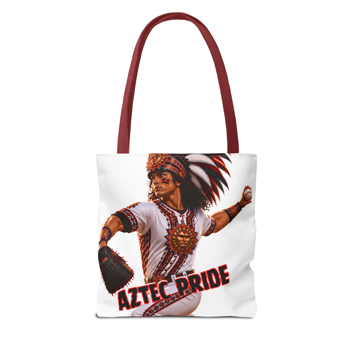 Aztec Baseball Warrior Tote Bag | Aztec-Inspired AI Art • Made & Shipped in the USA • 🚚 FREE USA Shipping • FREE Personalization