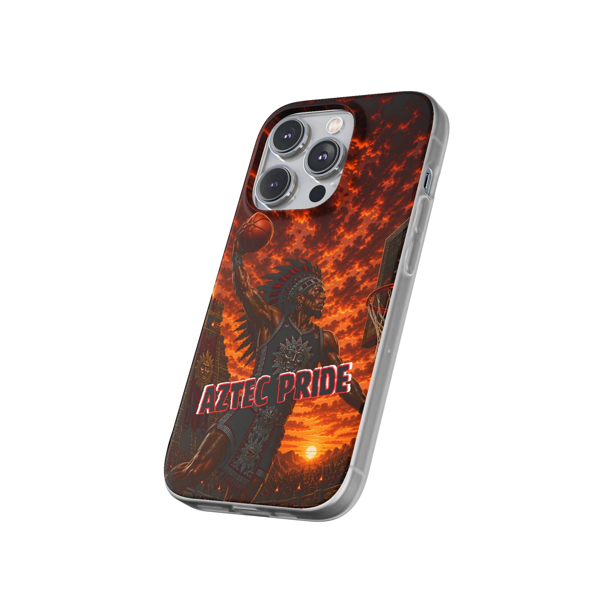 Aztec Basketball Male Warrior – Flexi Phone Case (iPhone & Samsung • Clear TPU • Made & Shipped in the USA • 🚚 FREE USA Shipping • Personalized Option)
