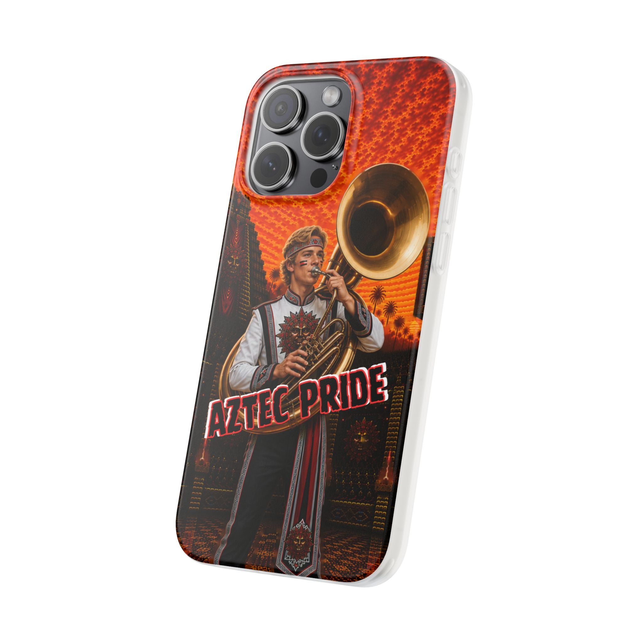 Aztec Band Warrior – Flexi Phone Case (iPhone & Samsung • Clear TPU • Made & Shipped in the USA • 🚚 FREE USA Shipping • Personalized Option)