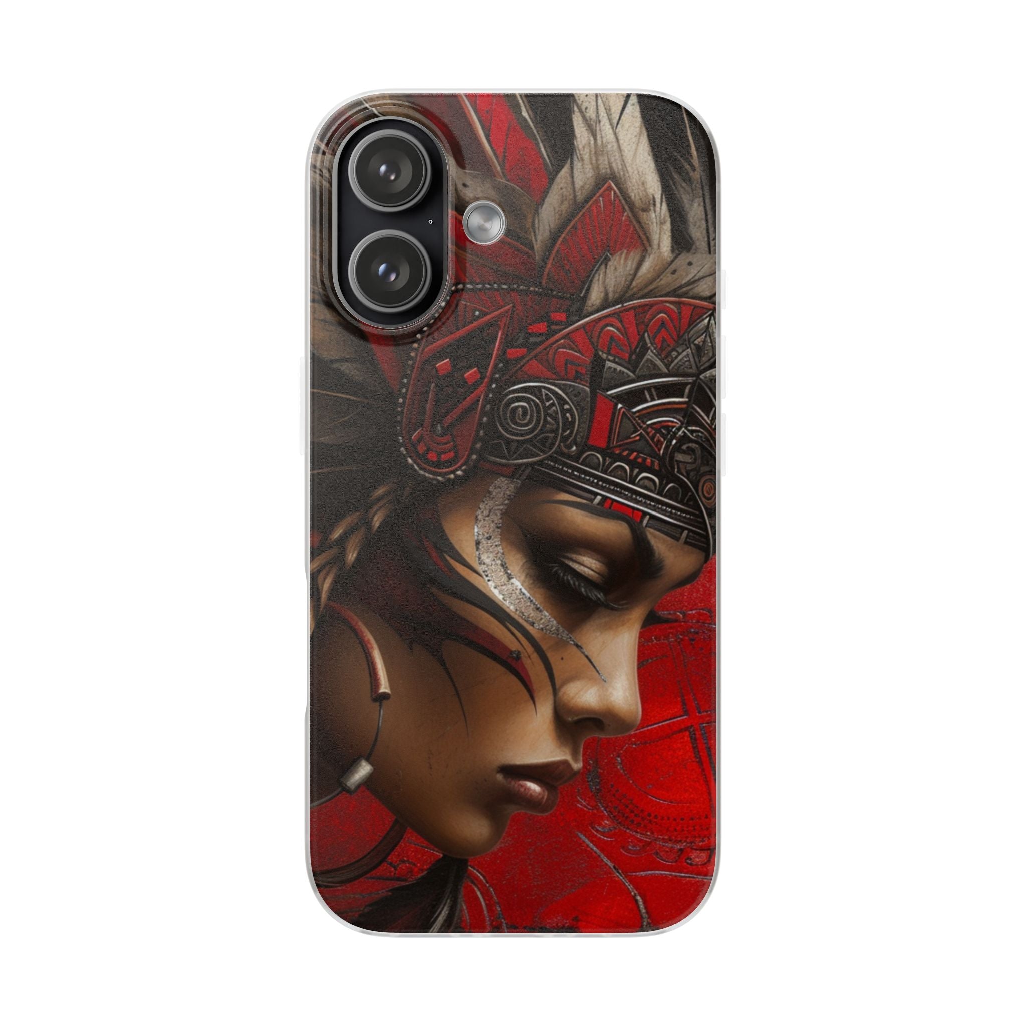 Aztec Sun Goddess – Flexi Phone Case (iPhone & Samsung • Clear TPU • Made in USA • Personalized Option)