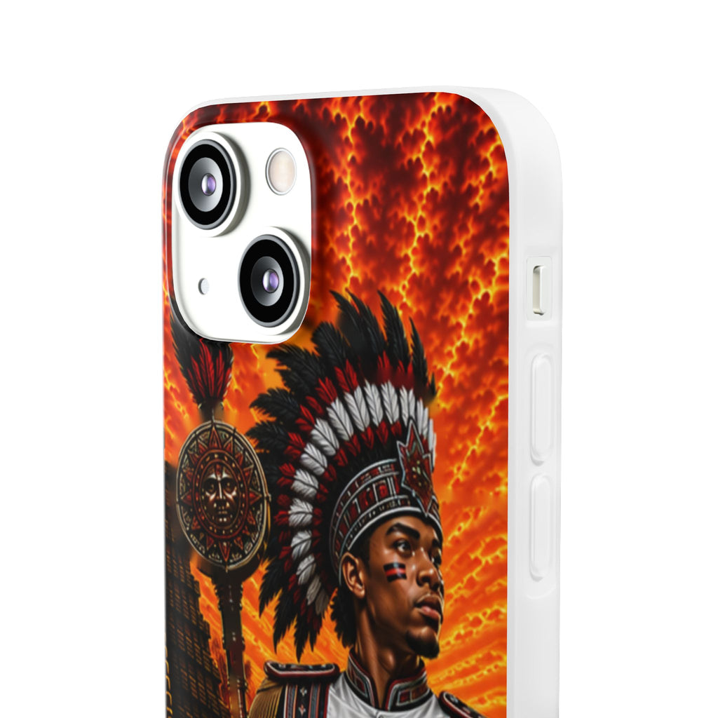 Aztec Drum Major Warrior – Flexi Phone Case (iPhone & Samsung • Clear TPU • Made & Shipped in the USA • 🚚 FREE USA Shipping • Personalized Option)