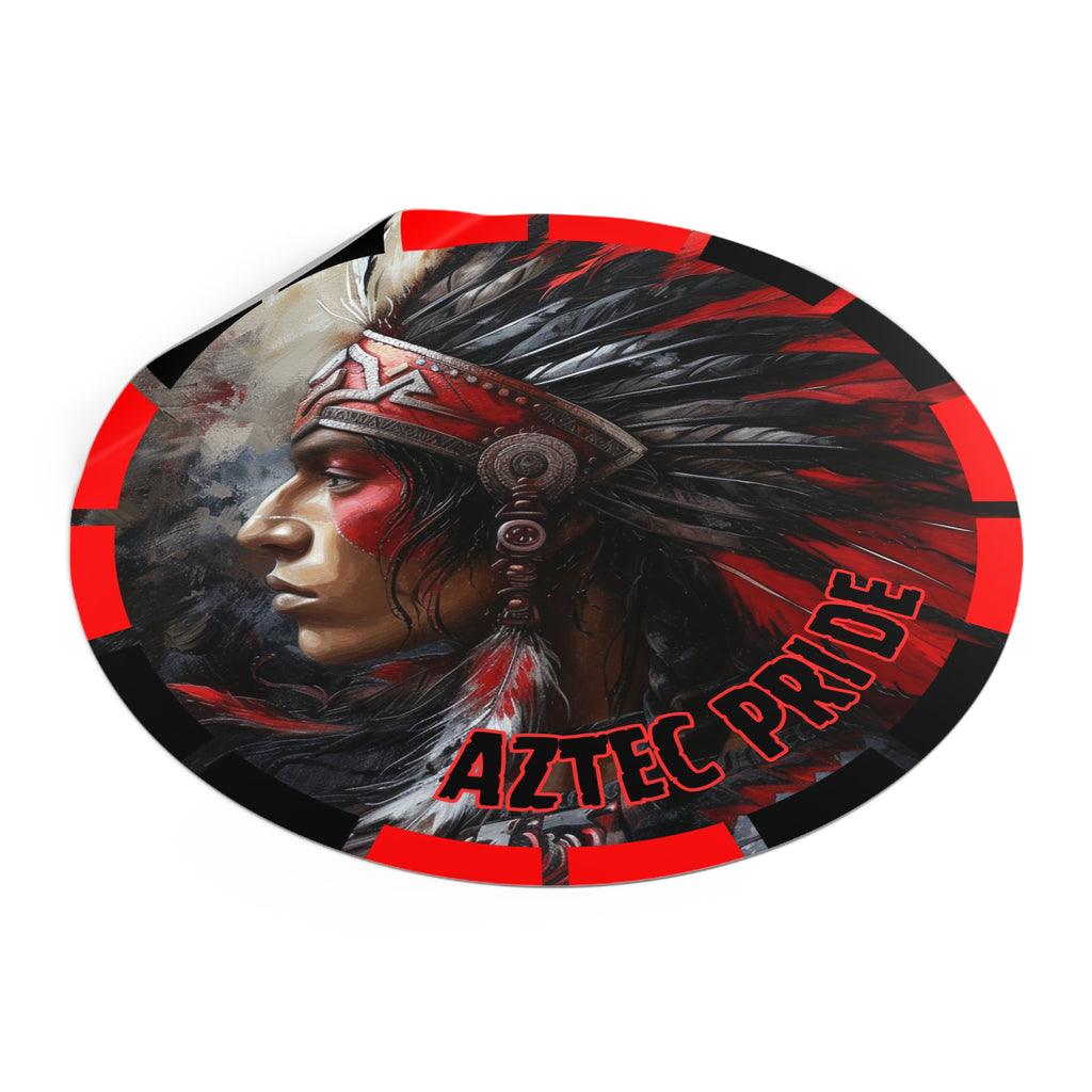 Aztec Silent Warrior Round Vinyl Sticker – Waterproof Matte Decal (2”–6”)